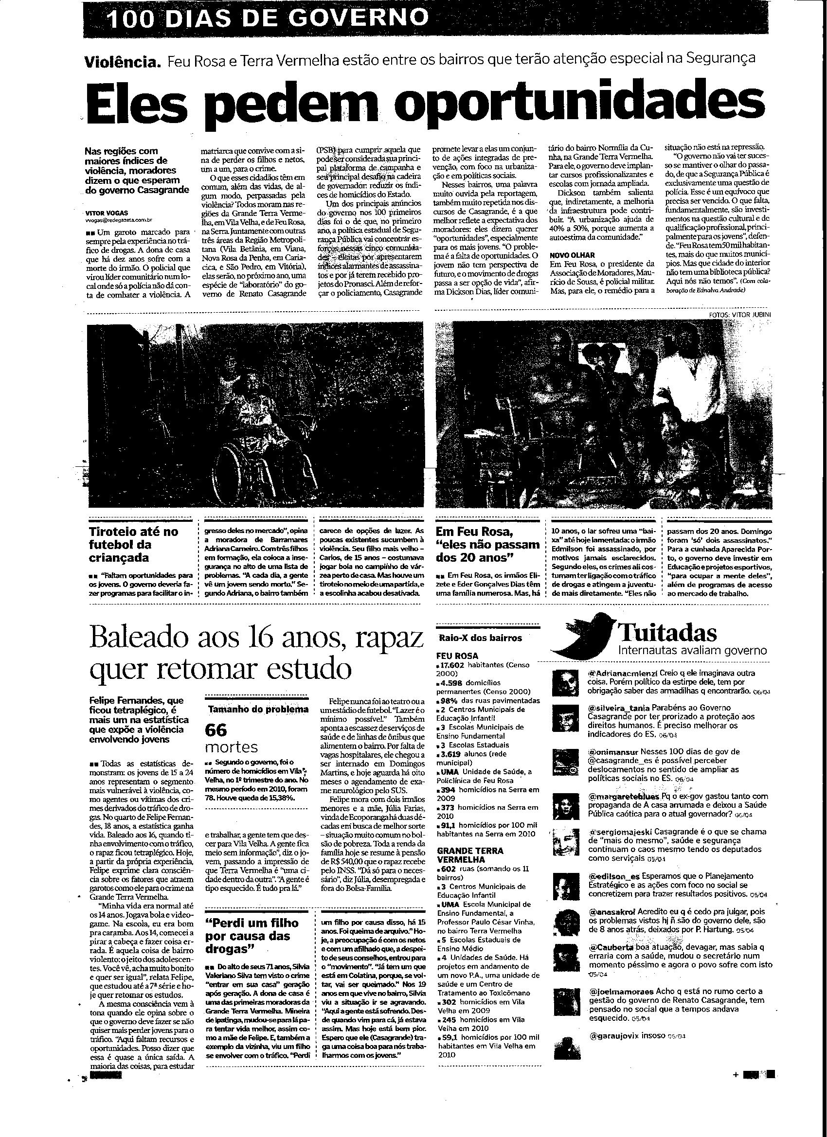 100 dias do Governo Casagrande - Eles pedem oportunidades