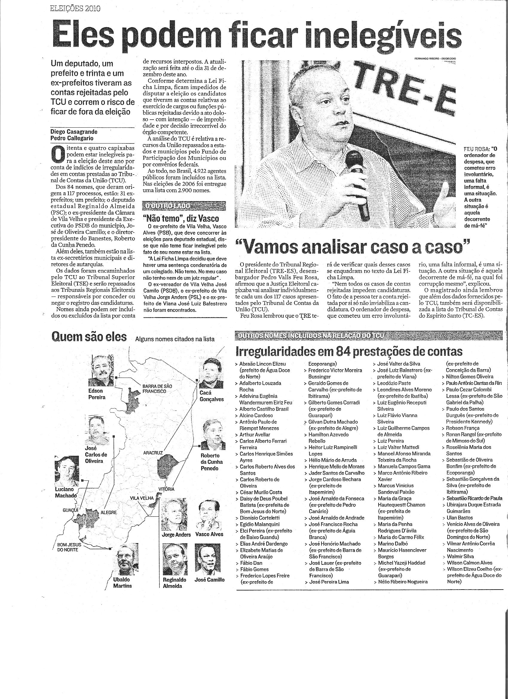 Irregularidades em 84 prestações de contas