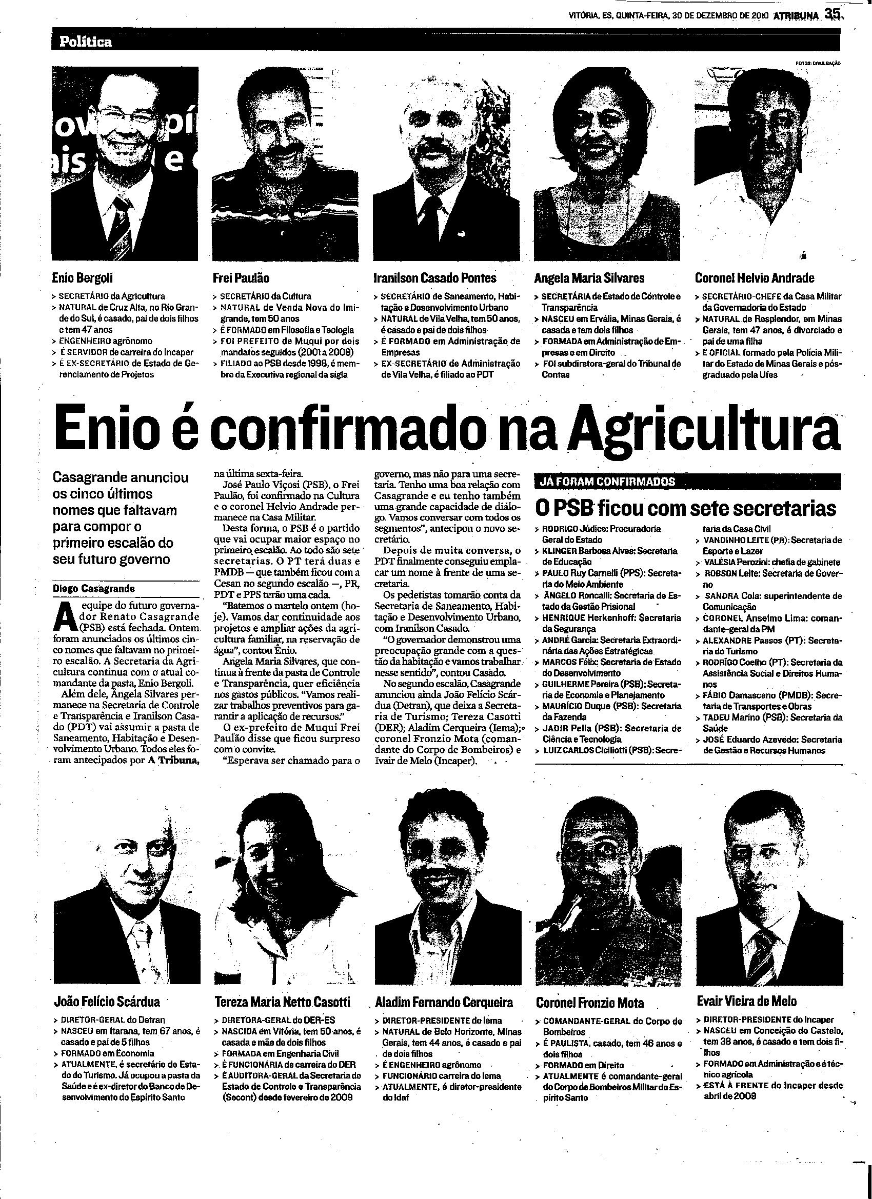 Casagrande anunciou os cinco últimos nomes 