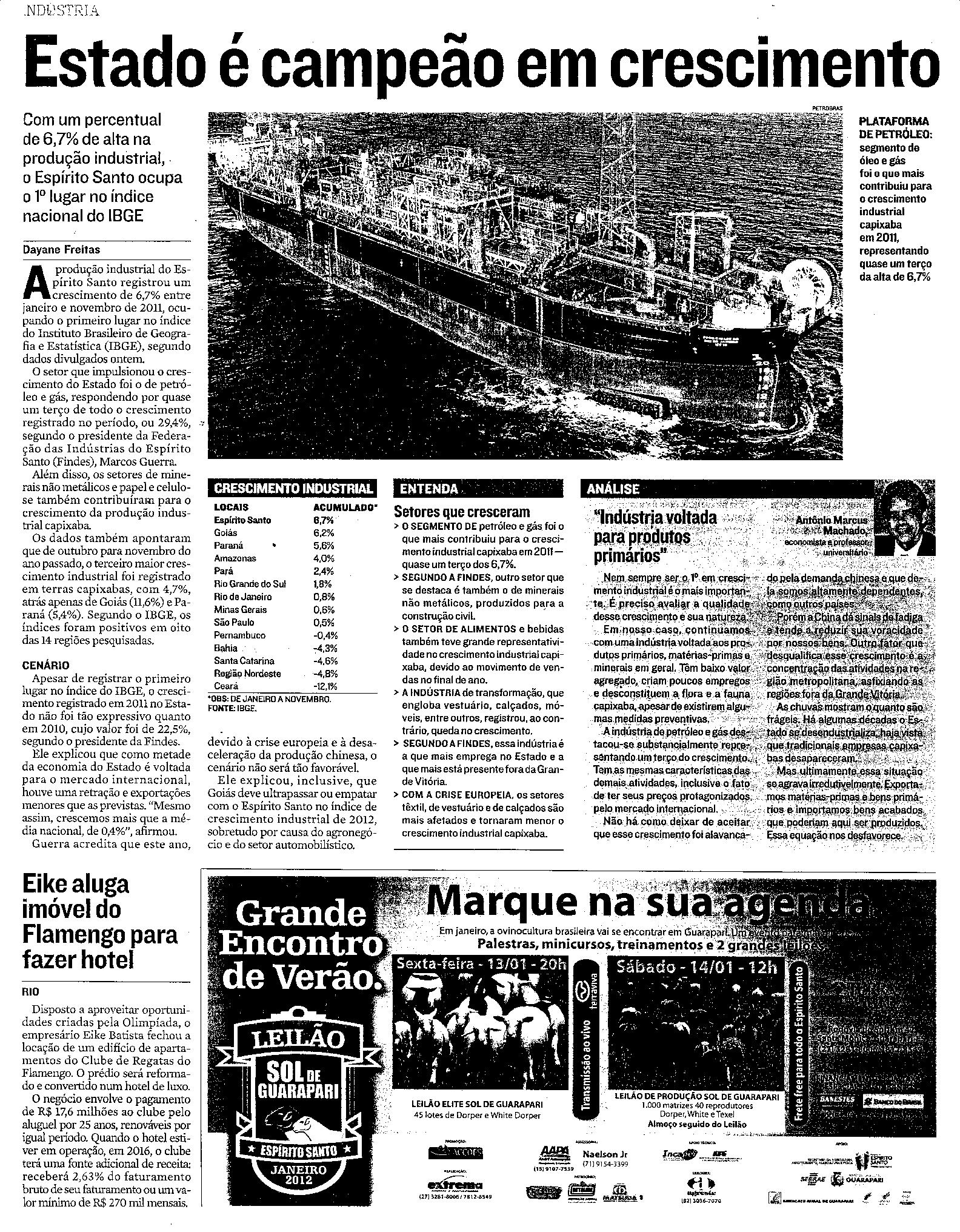 Estado é campeão em crescimento