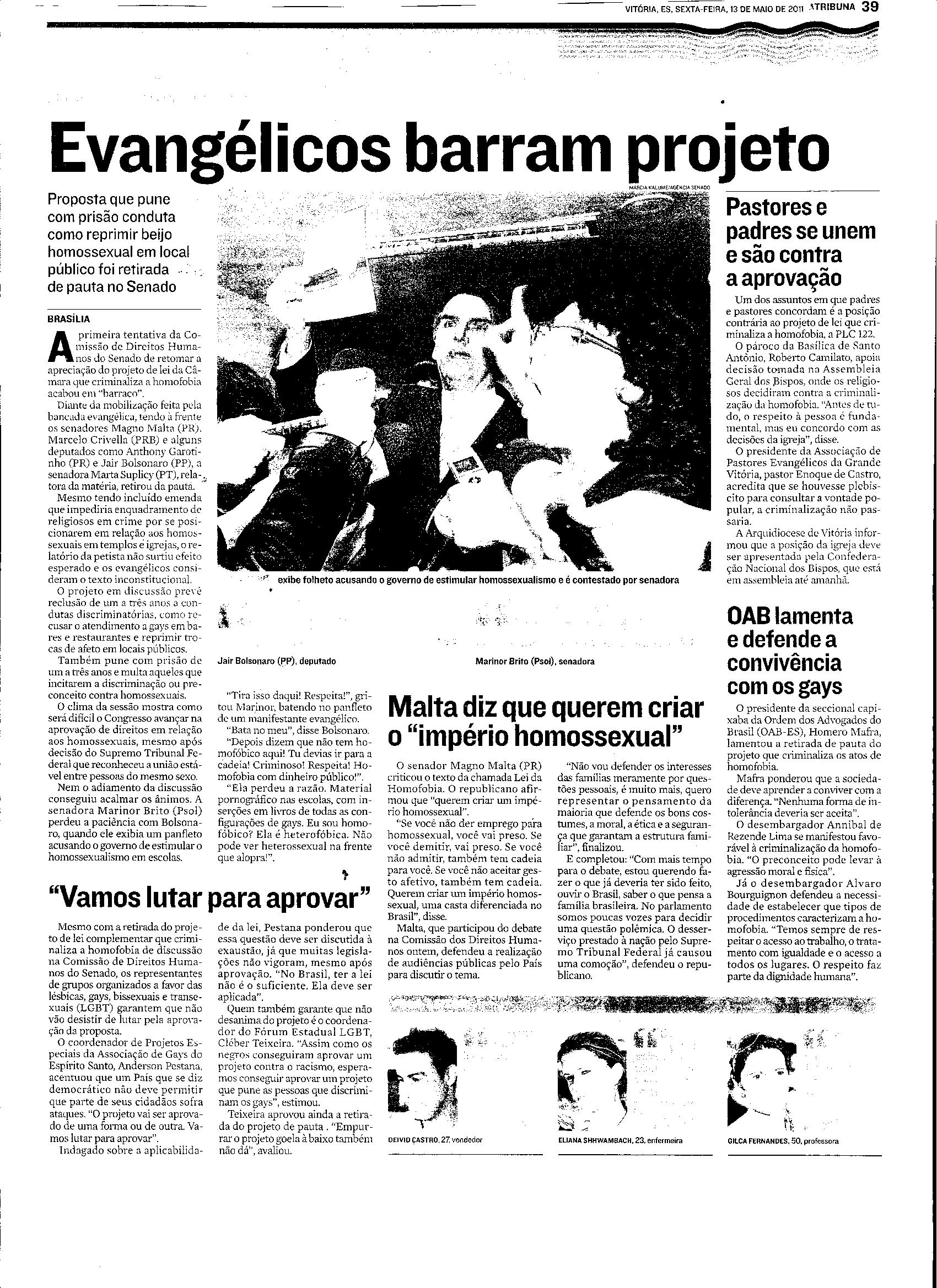 Evangélicos barram projeto