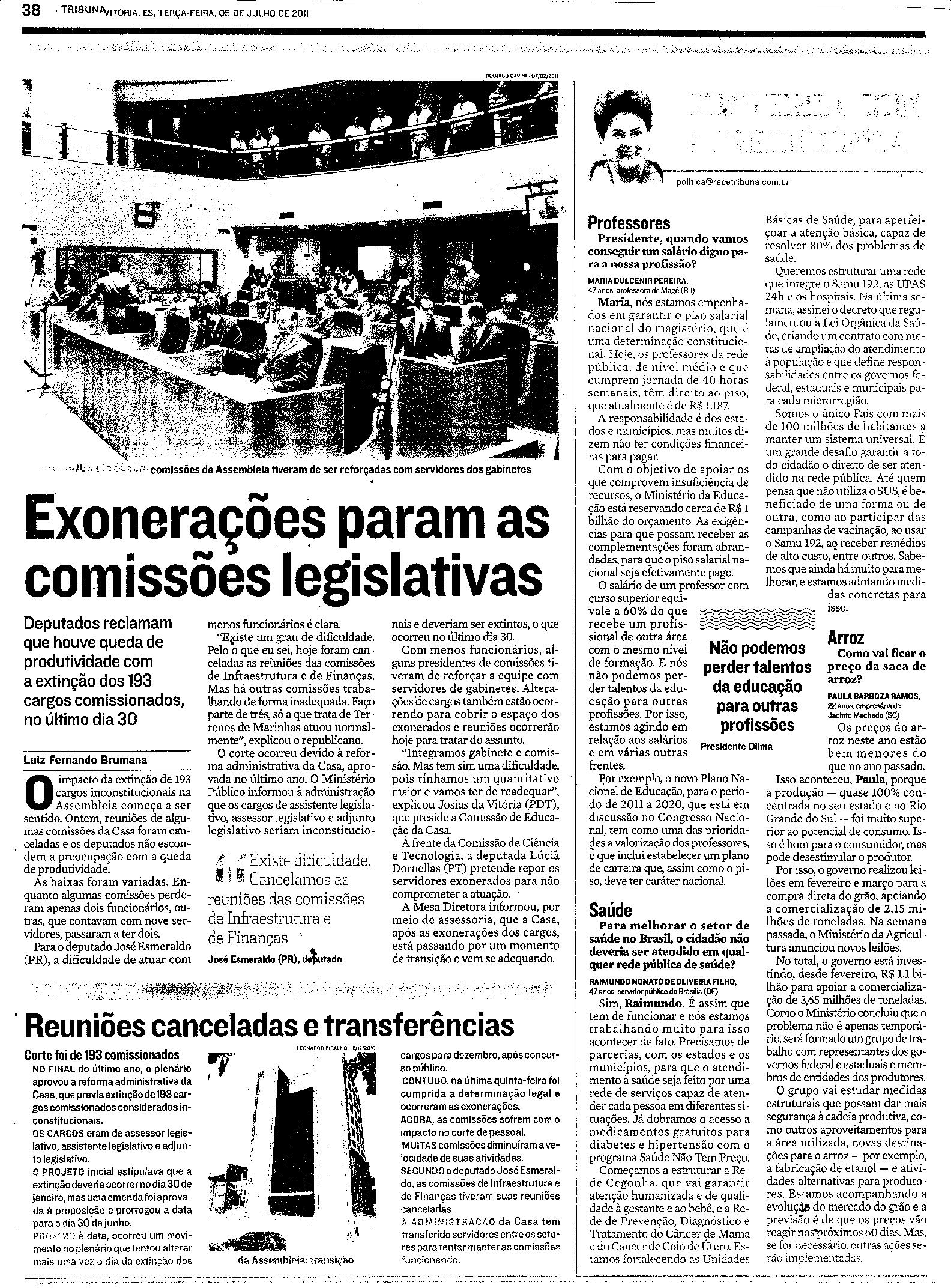 Exonerações param as comissões legislativas