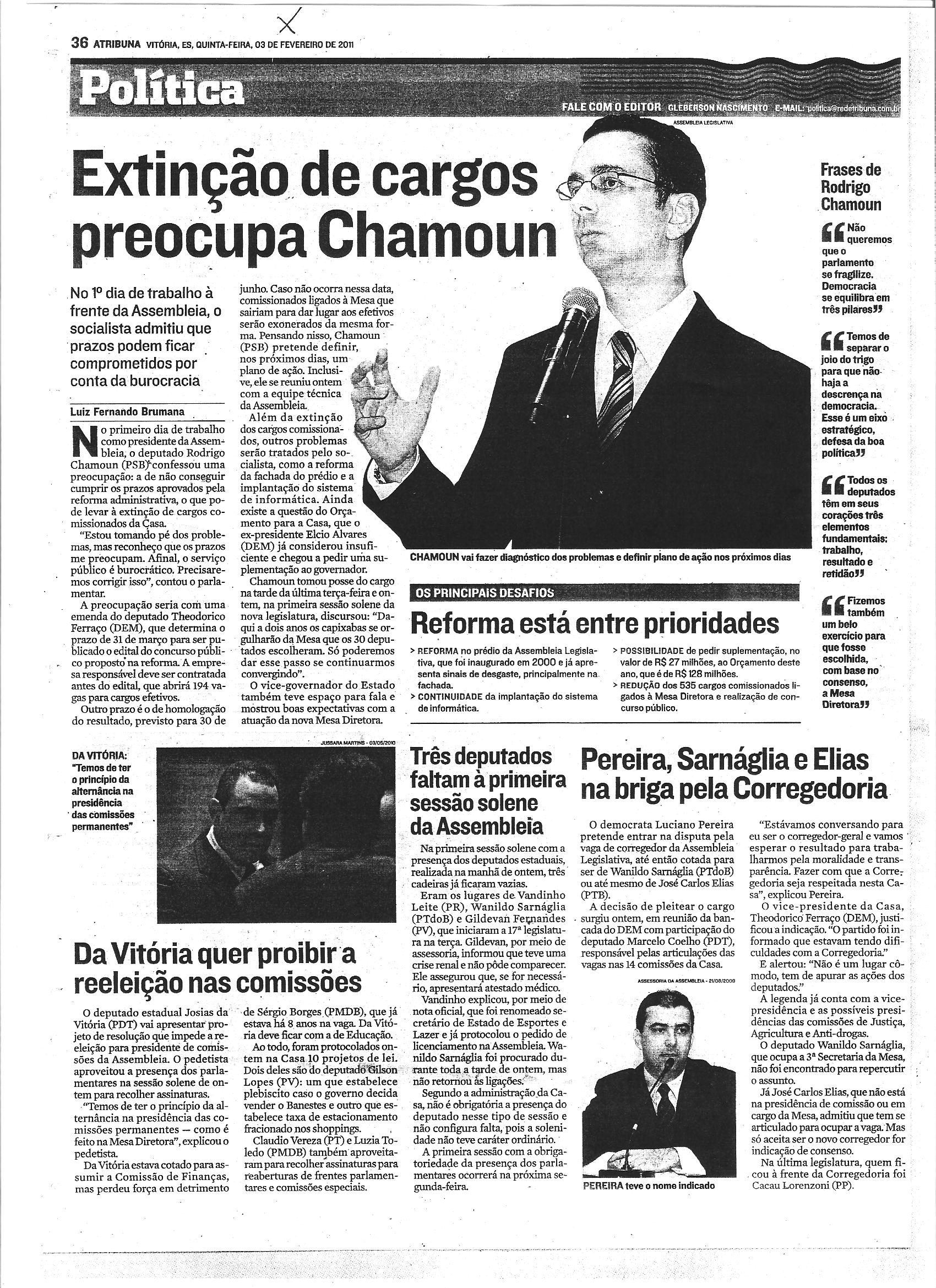 Extinção de cargos preocupa Chamoun