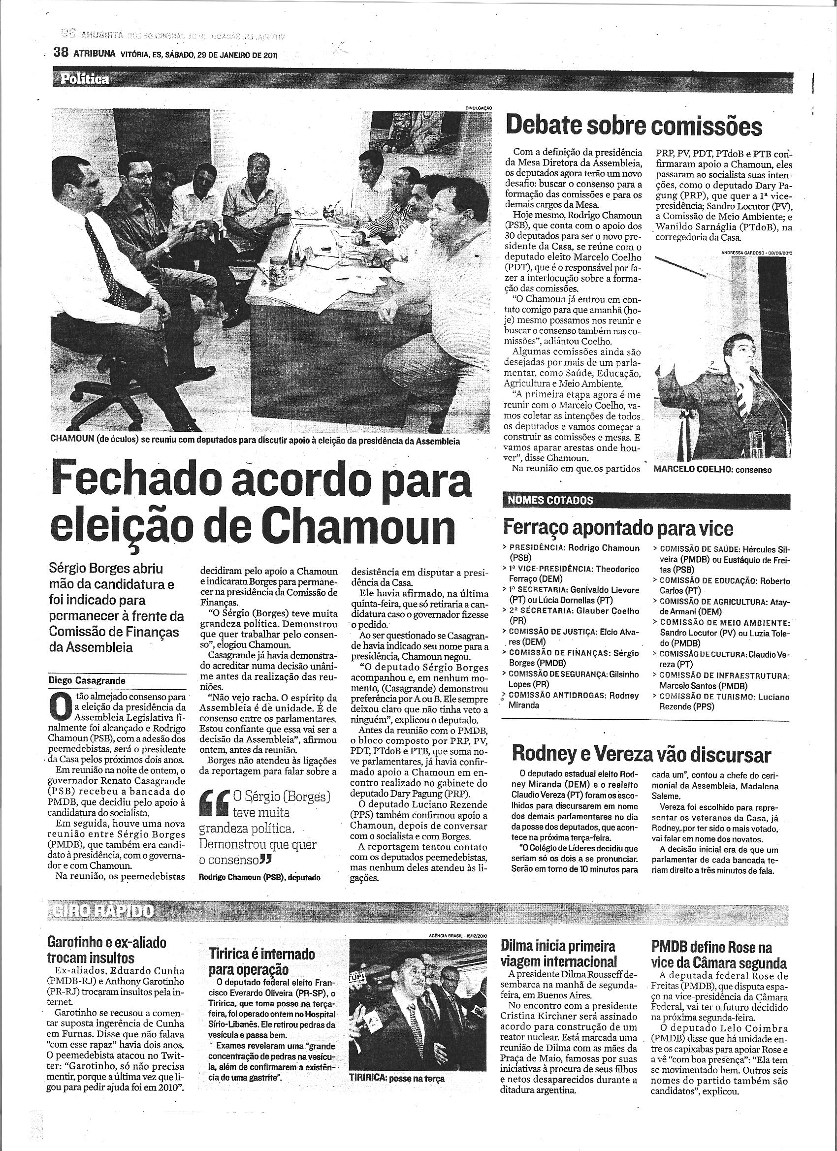 Fechado acordo para eleição de Chamoun
