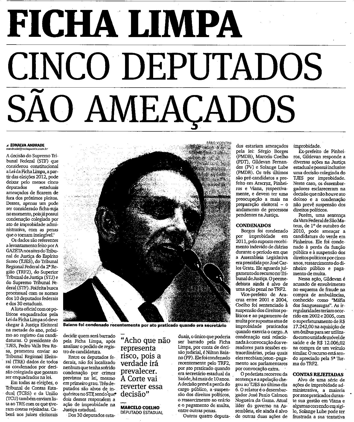 Ficha Limpa barra tentativa de Gratz à política