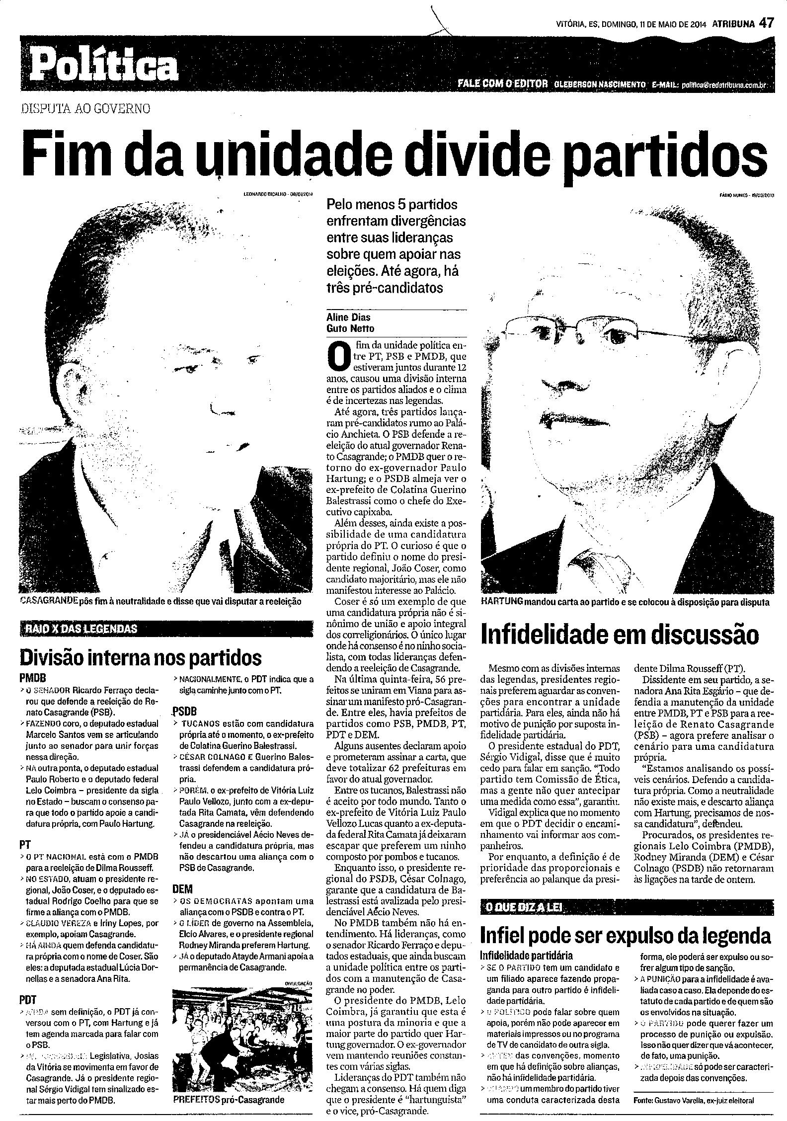 Fim da unidade divide partidos