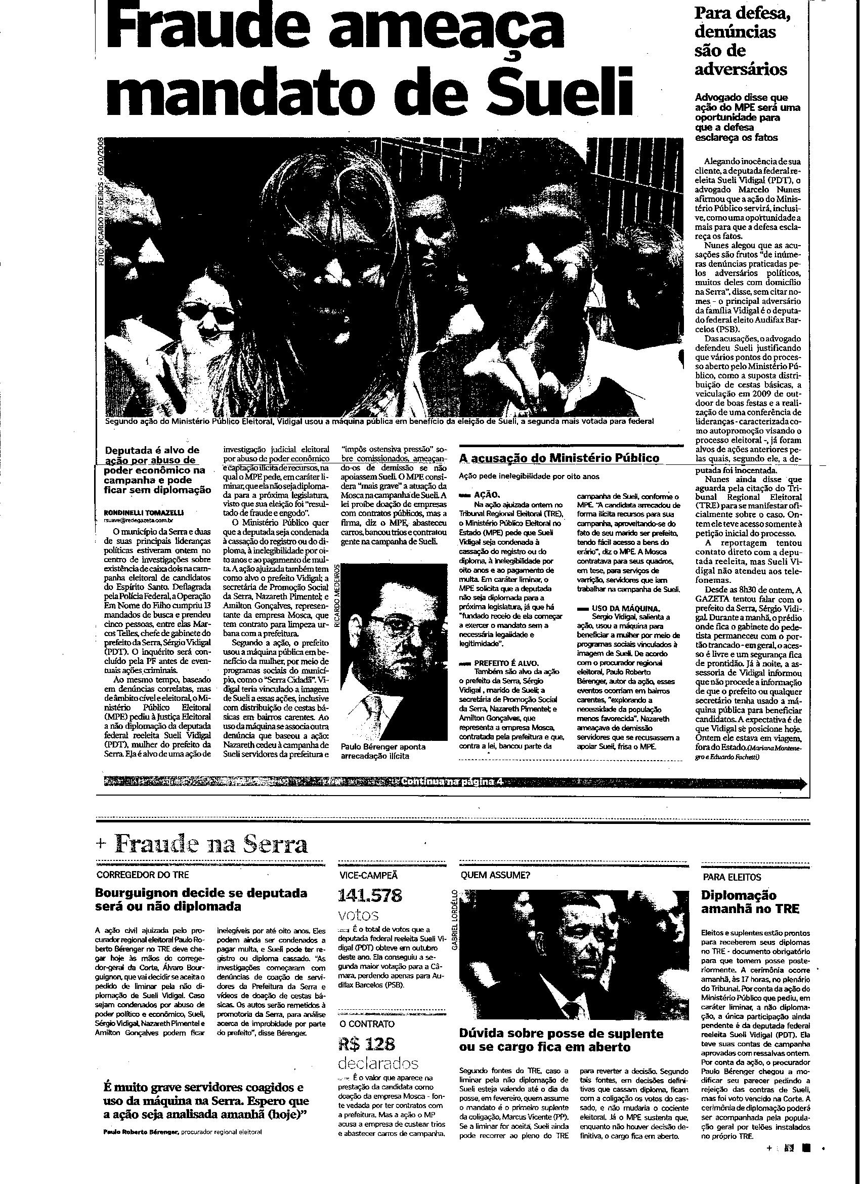 Fraude ameaça mandato de Sueli