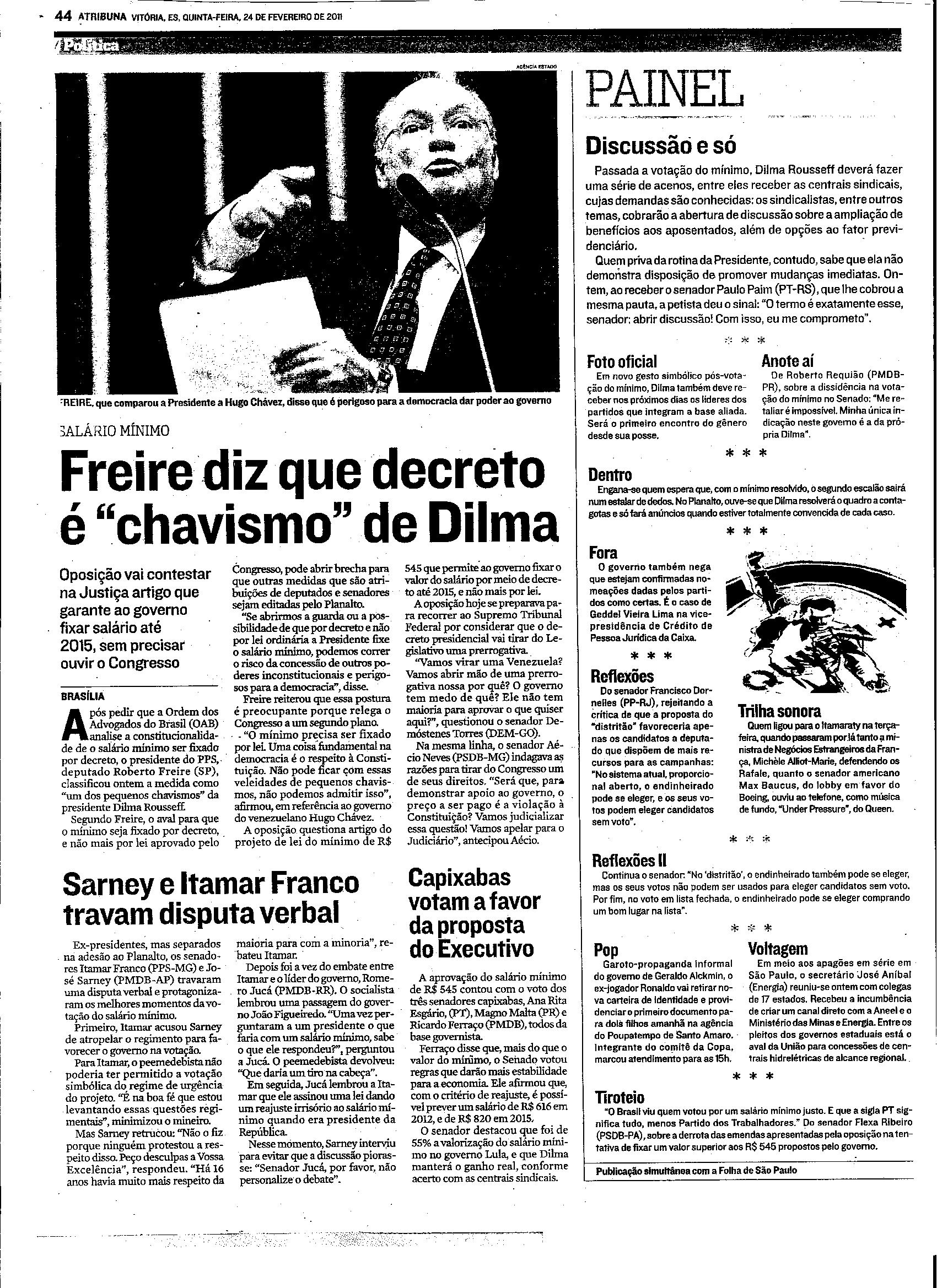 Freire diz que decreto é ´chavismo´ de Dilma