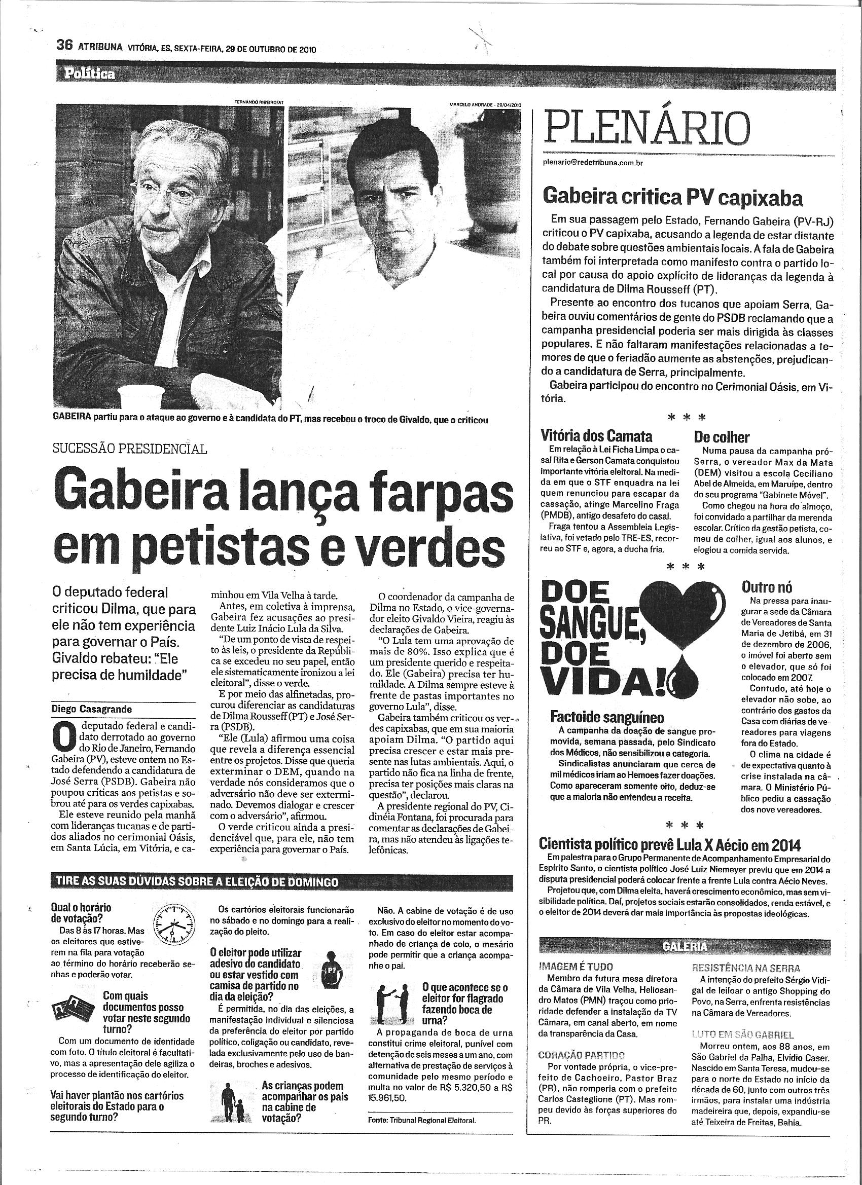 Gabeira lança farpas em petistas e verdes