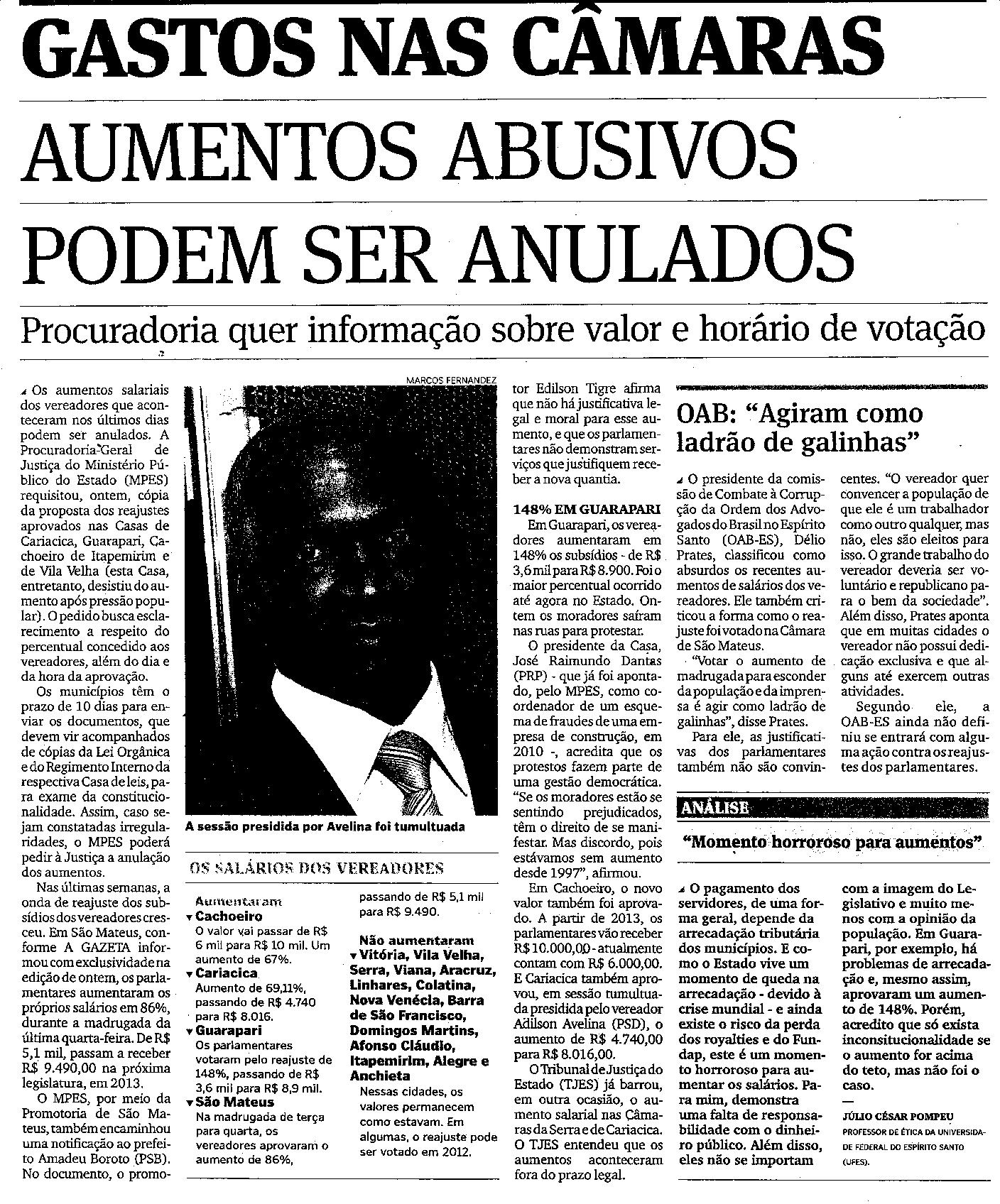 Gastos nas câmaras - Aumentos abusivos podem ser anulados