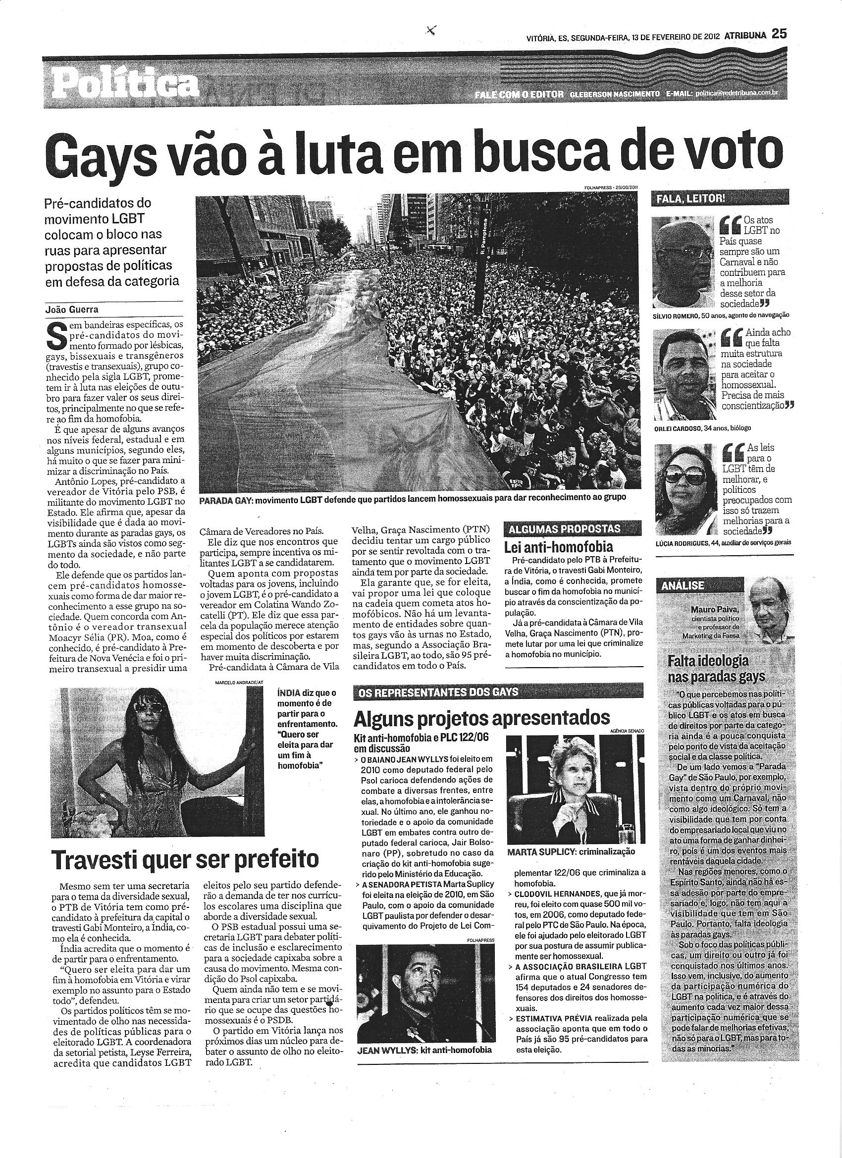 Gays vão à luta em busca de voto