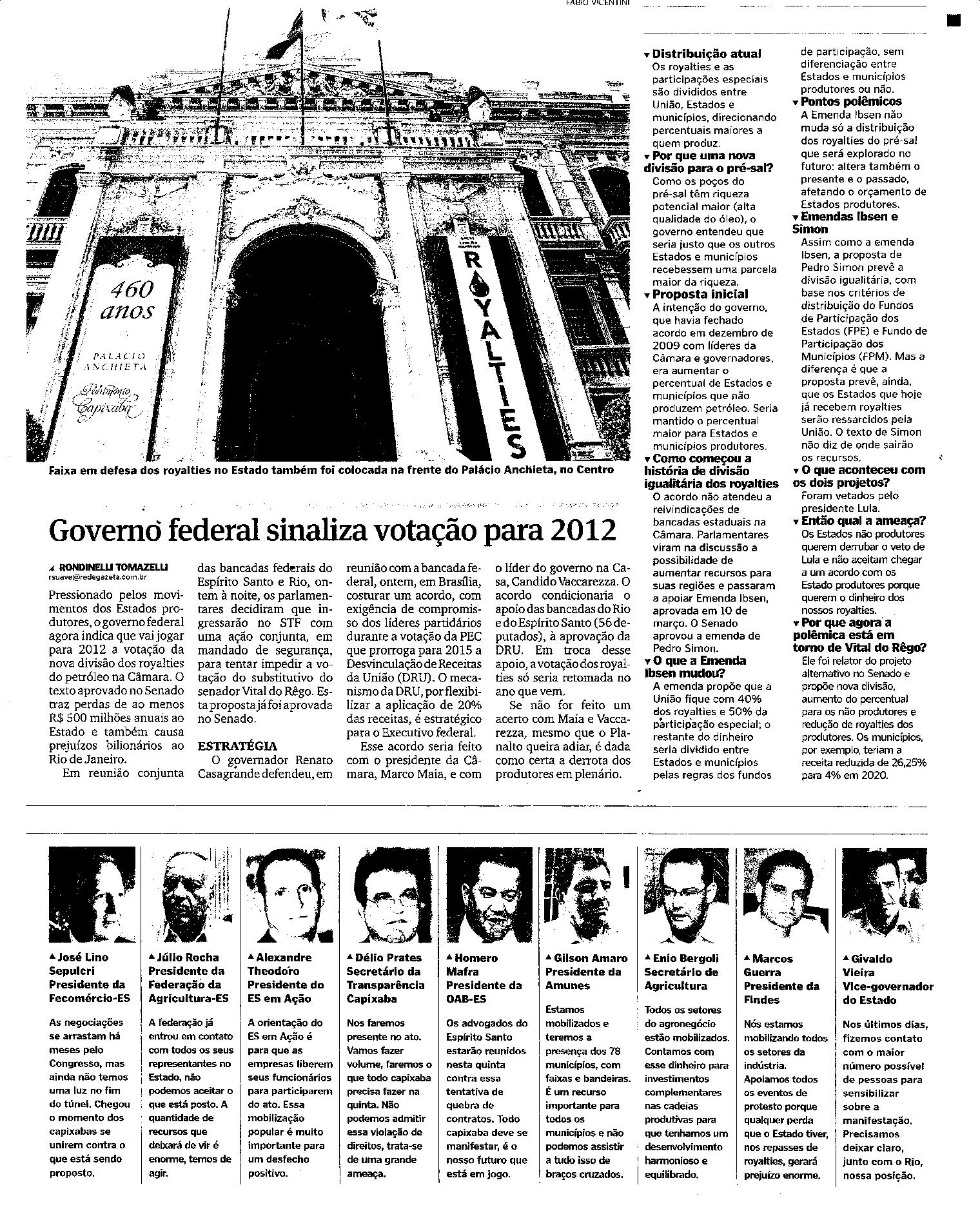 Governo Federal sinaliza votação para 2012