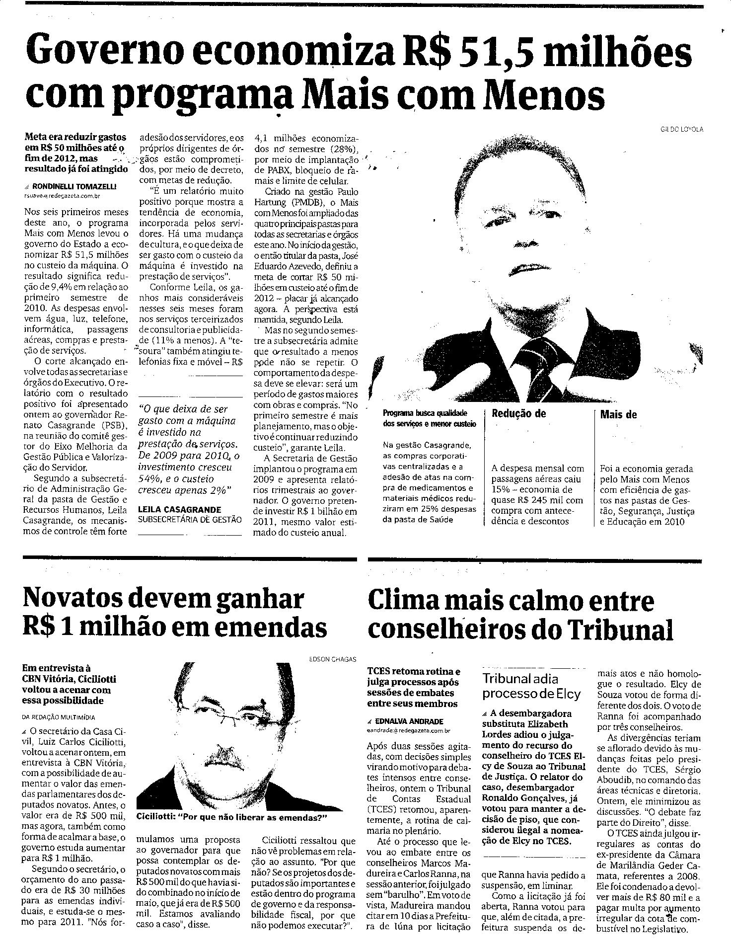 Governo economiza R$ 51,5 milhões com programa Mais com Menos