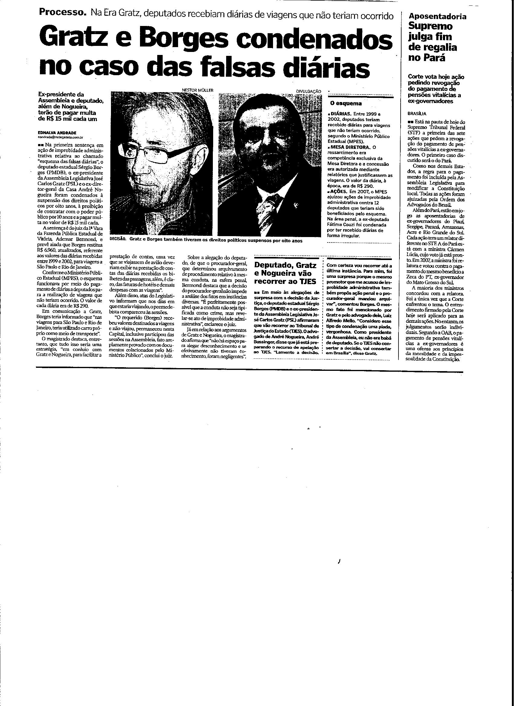 Gratz e Borges condenados no caso das falsas diárias