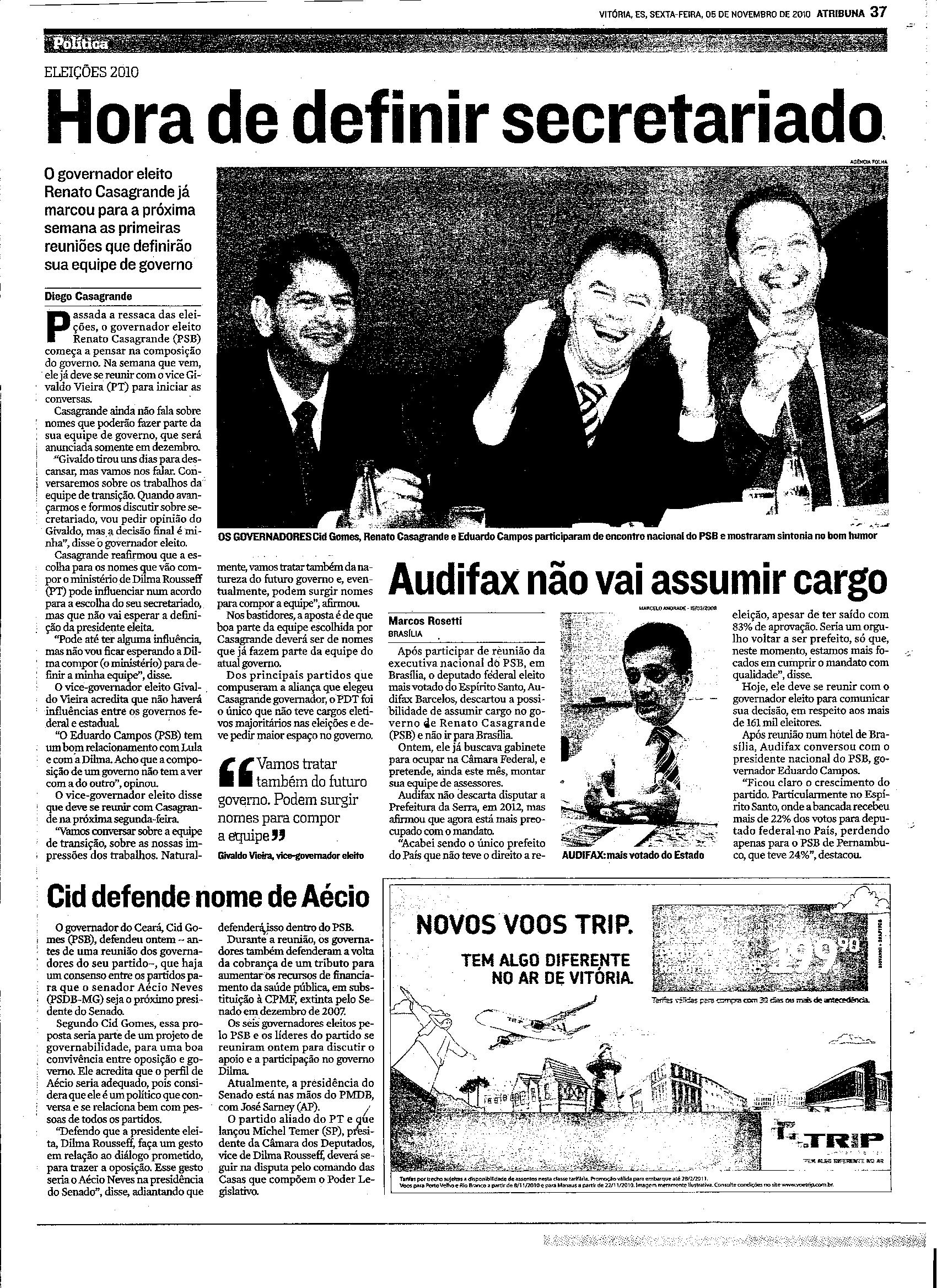 Governador eleito defini na próxima semana secretariado