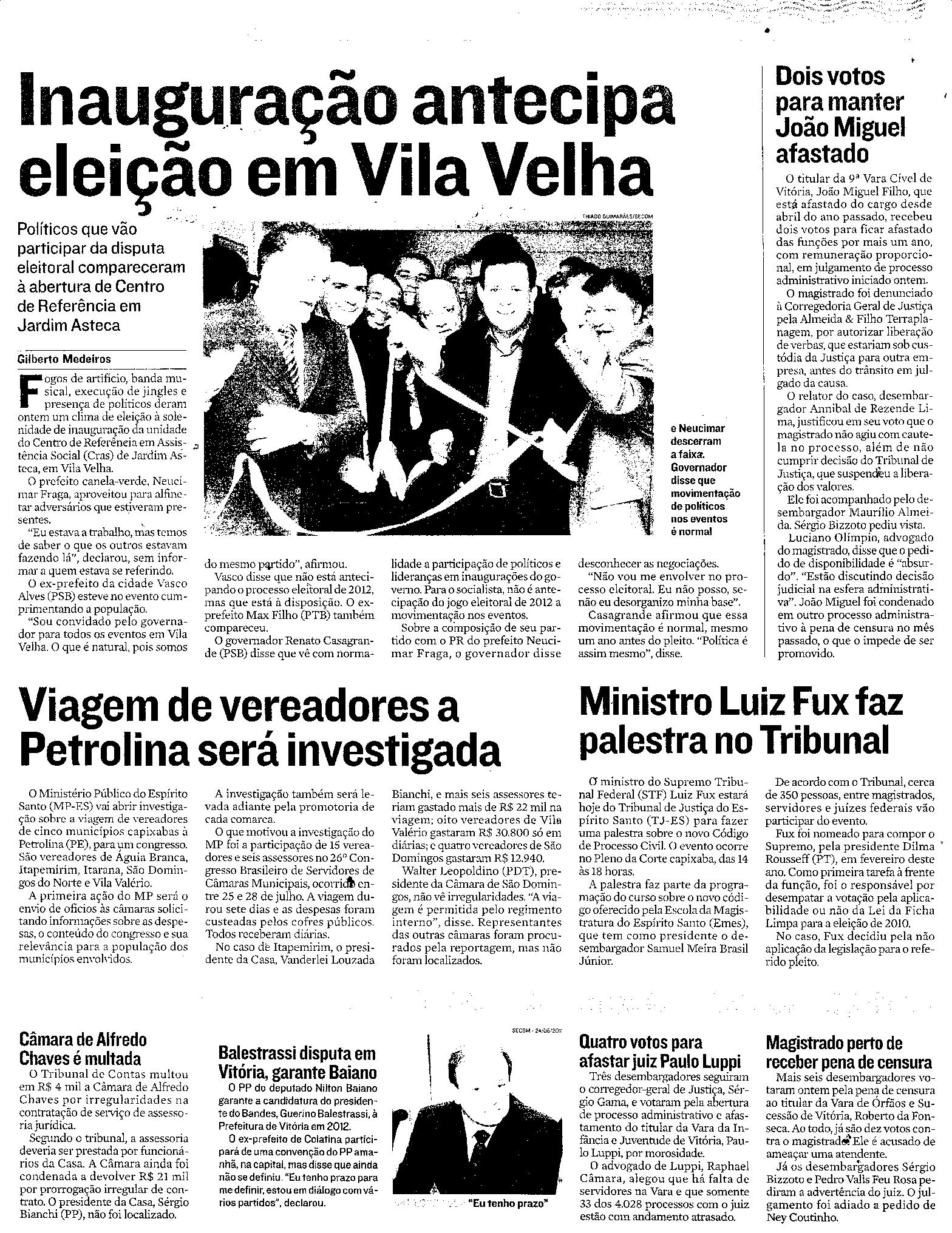 Inauguração antecipa eleição em Vila Velha