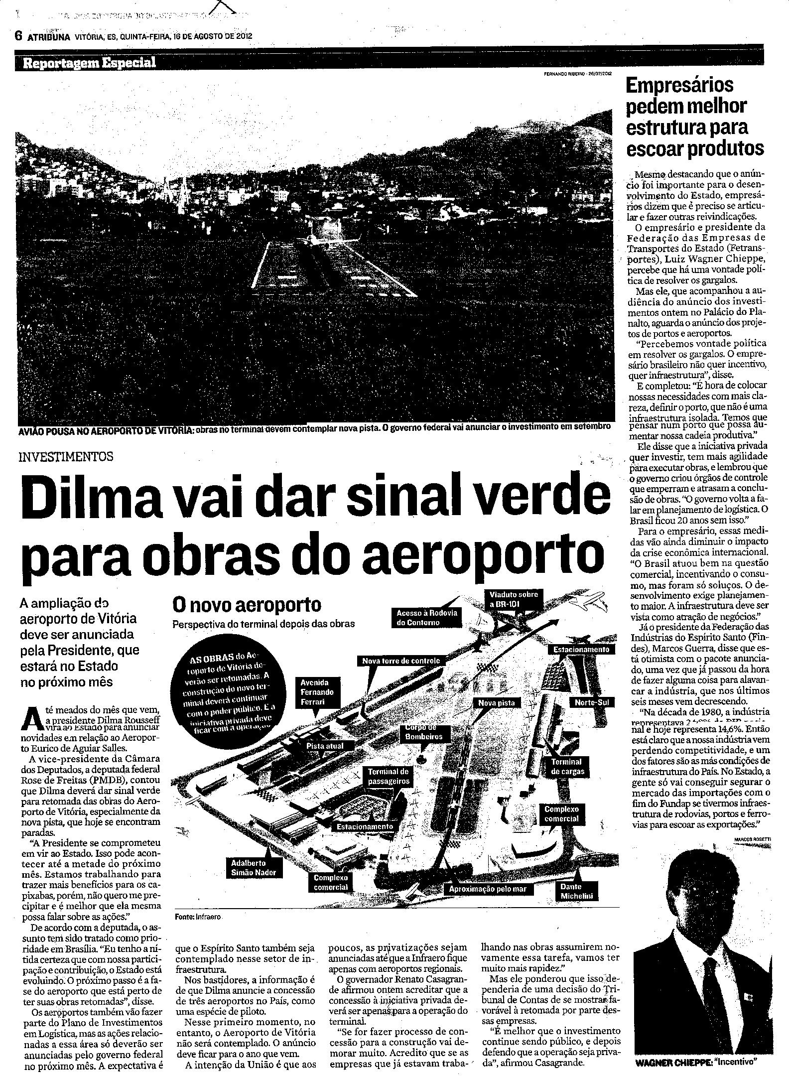 Investimentos - Dilma vai dar sinal verde para obras do aeroporto