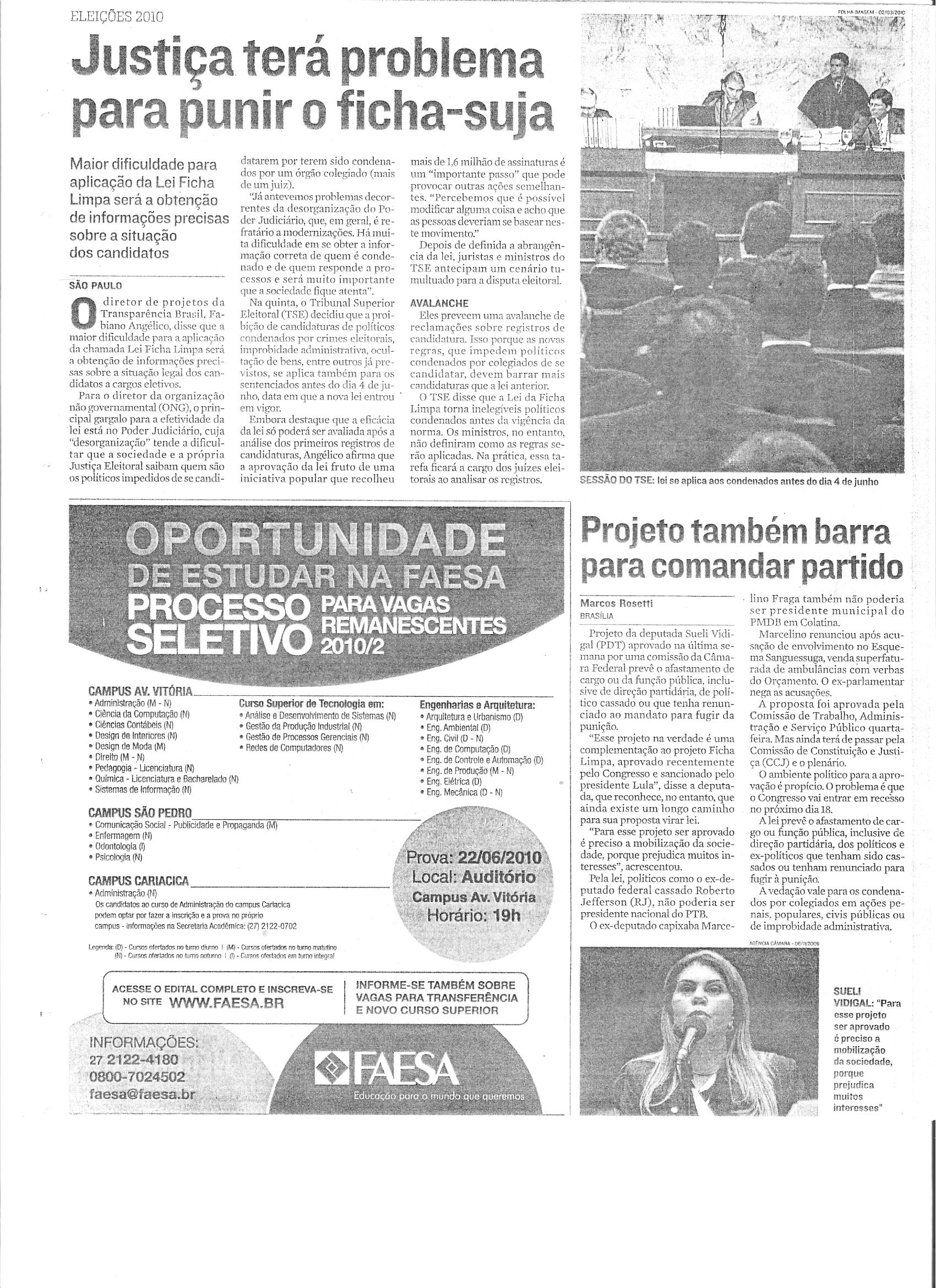 Justiça terá problema para punir o ficha-suja