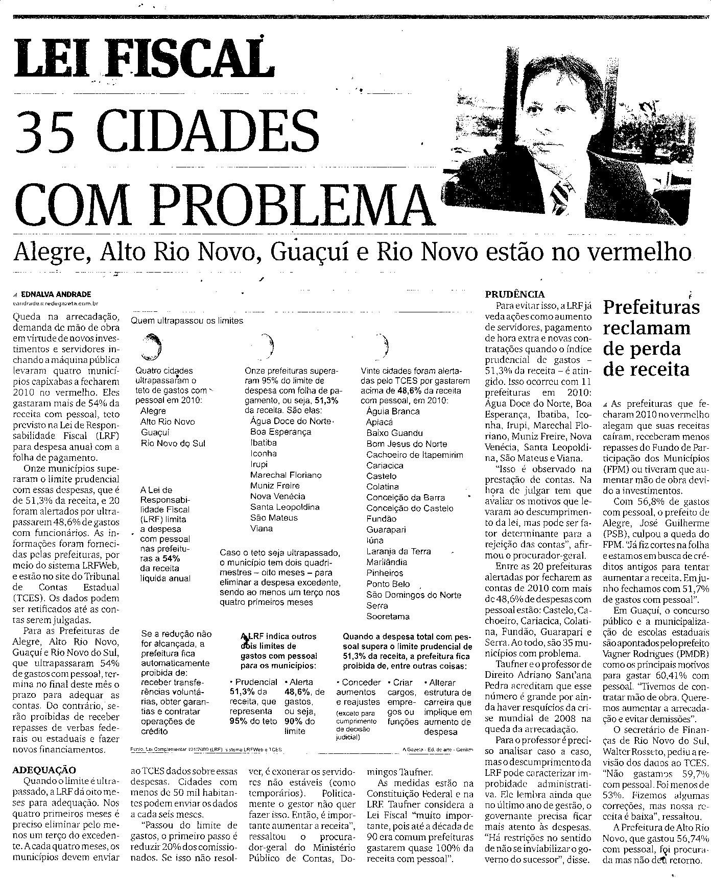 Lei Fiscal - 35 Cidades com problema