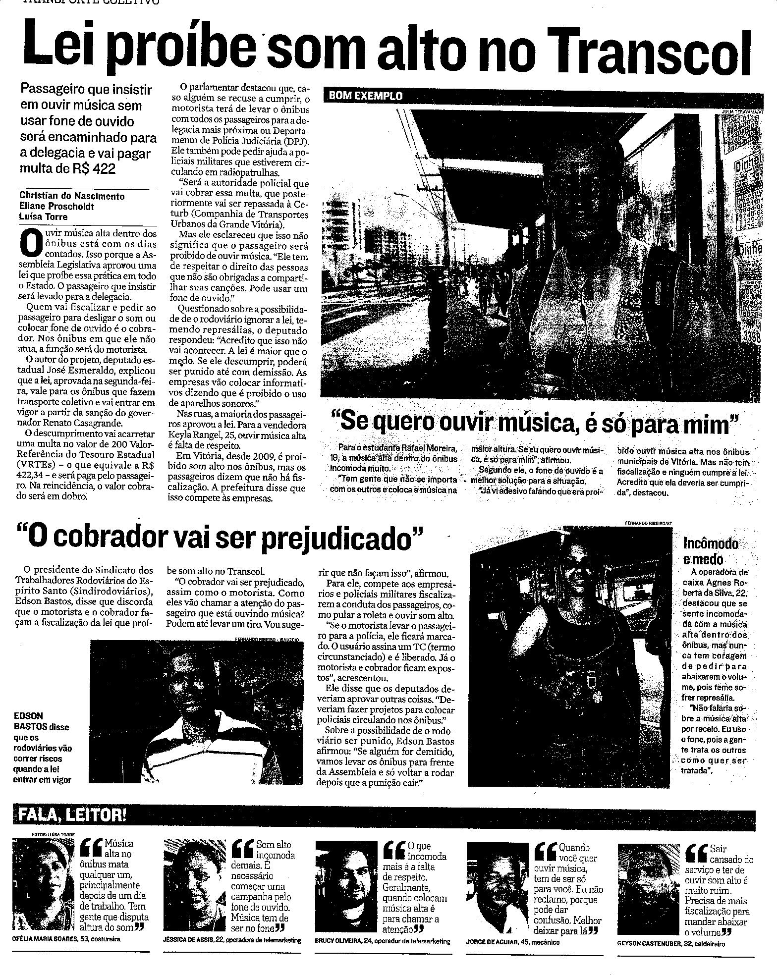 Lei proíbe som alto no transcol