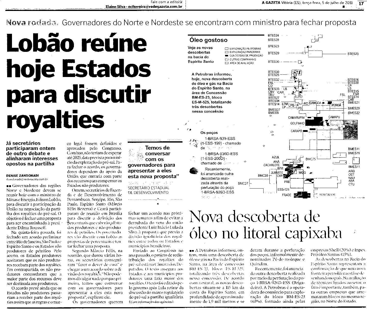 Lobão reúne hoje Estados para discutir royalties