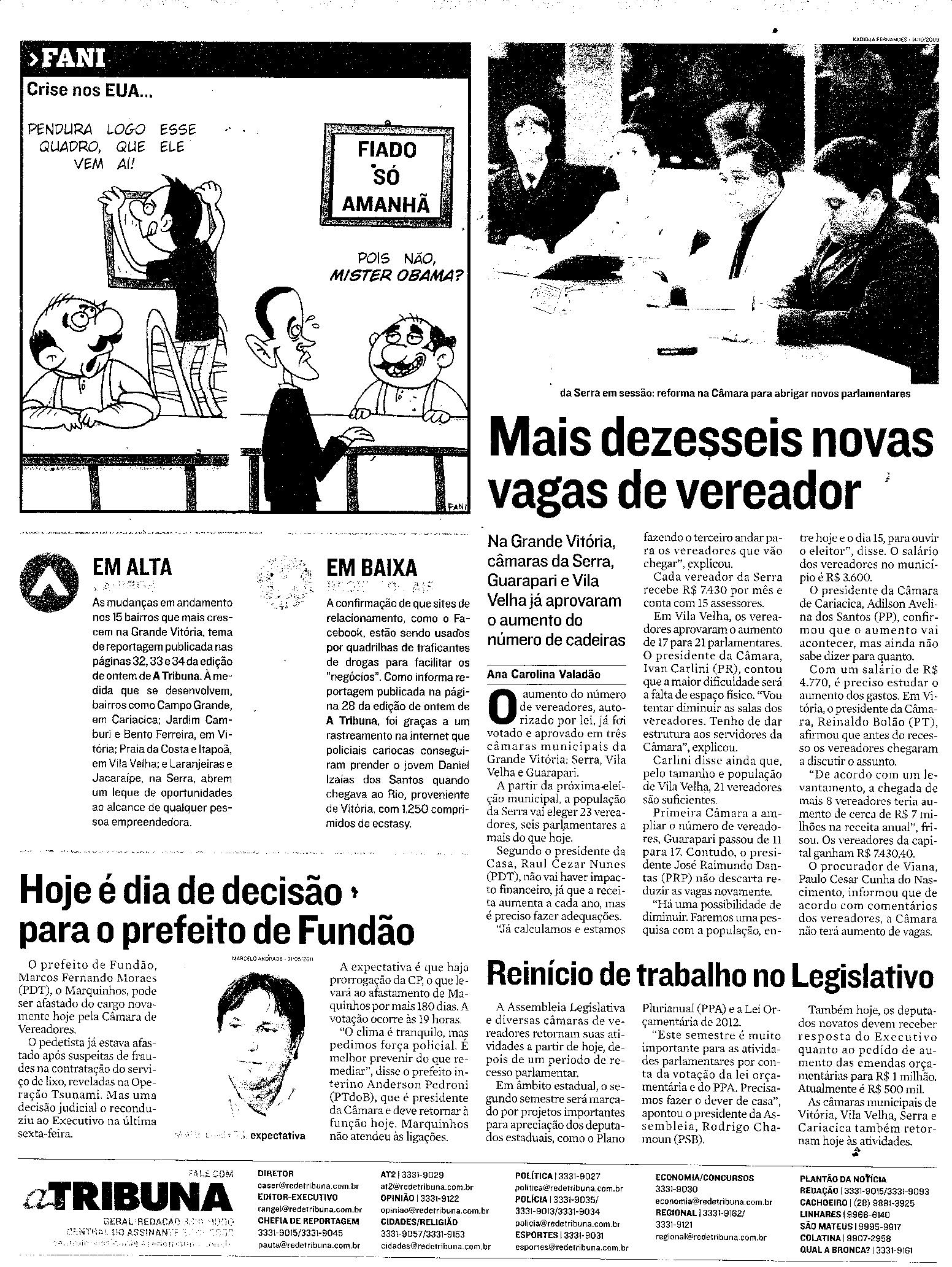 Mais dezesseis novas vagas de vereador