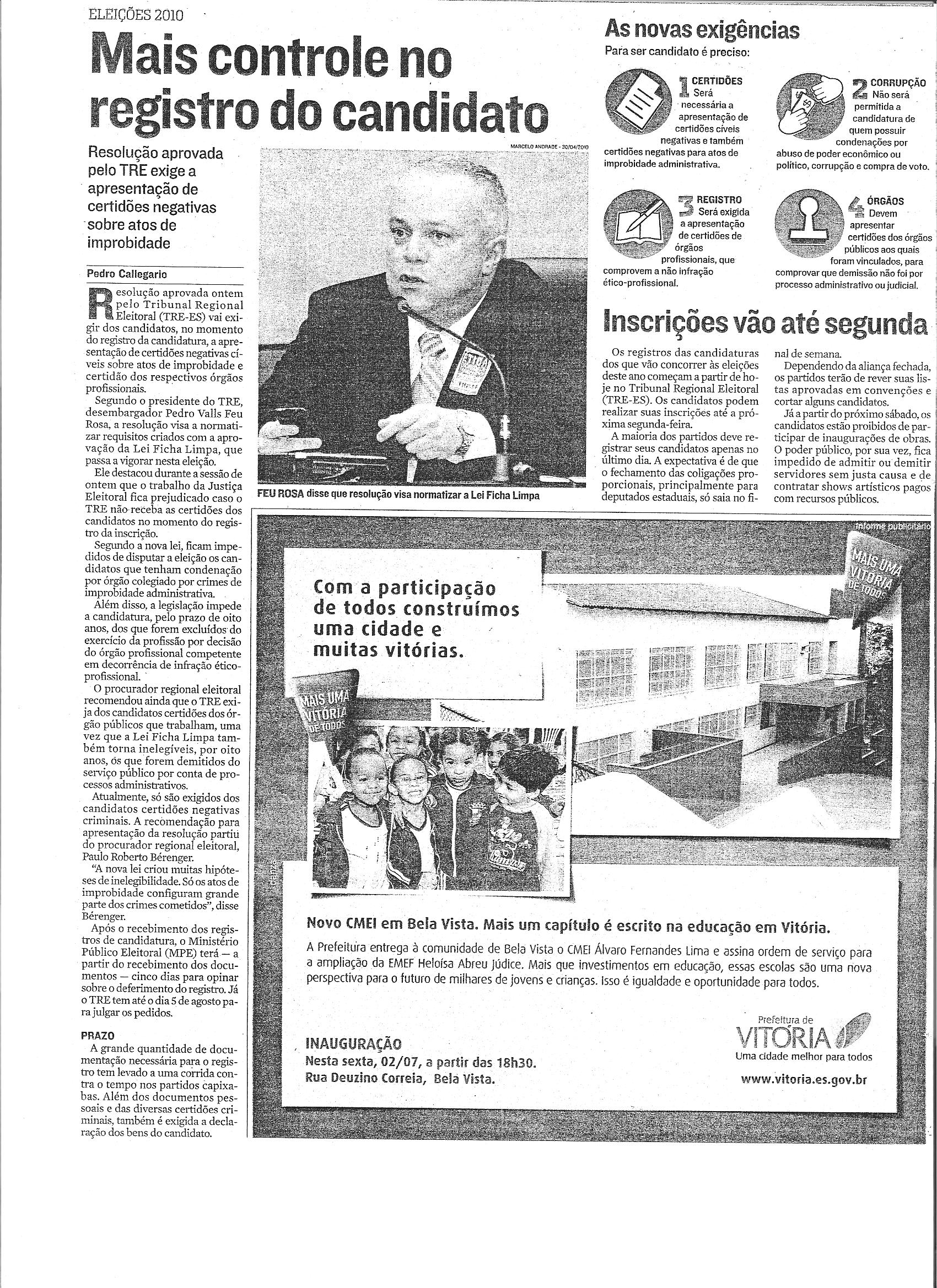 Mais controle no registro do candidato