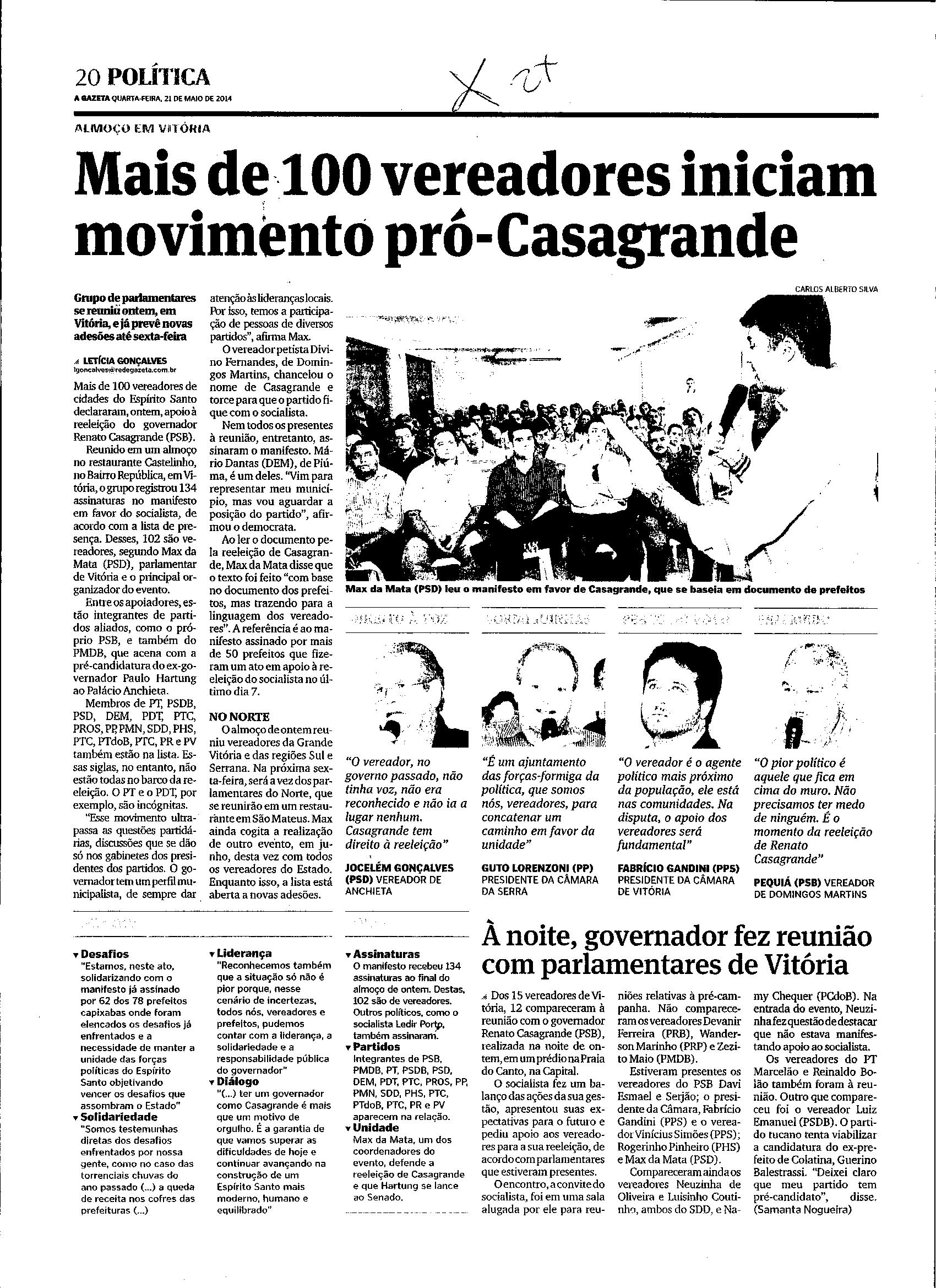 Mais de 100 vereadores iniciam movimento pró-casagrande