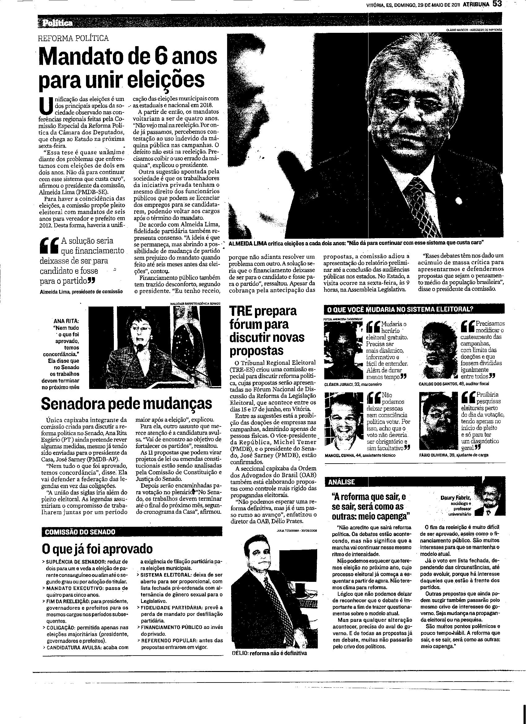 Reforma Política - Mandato de 6 anos para unir eleições