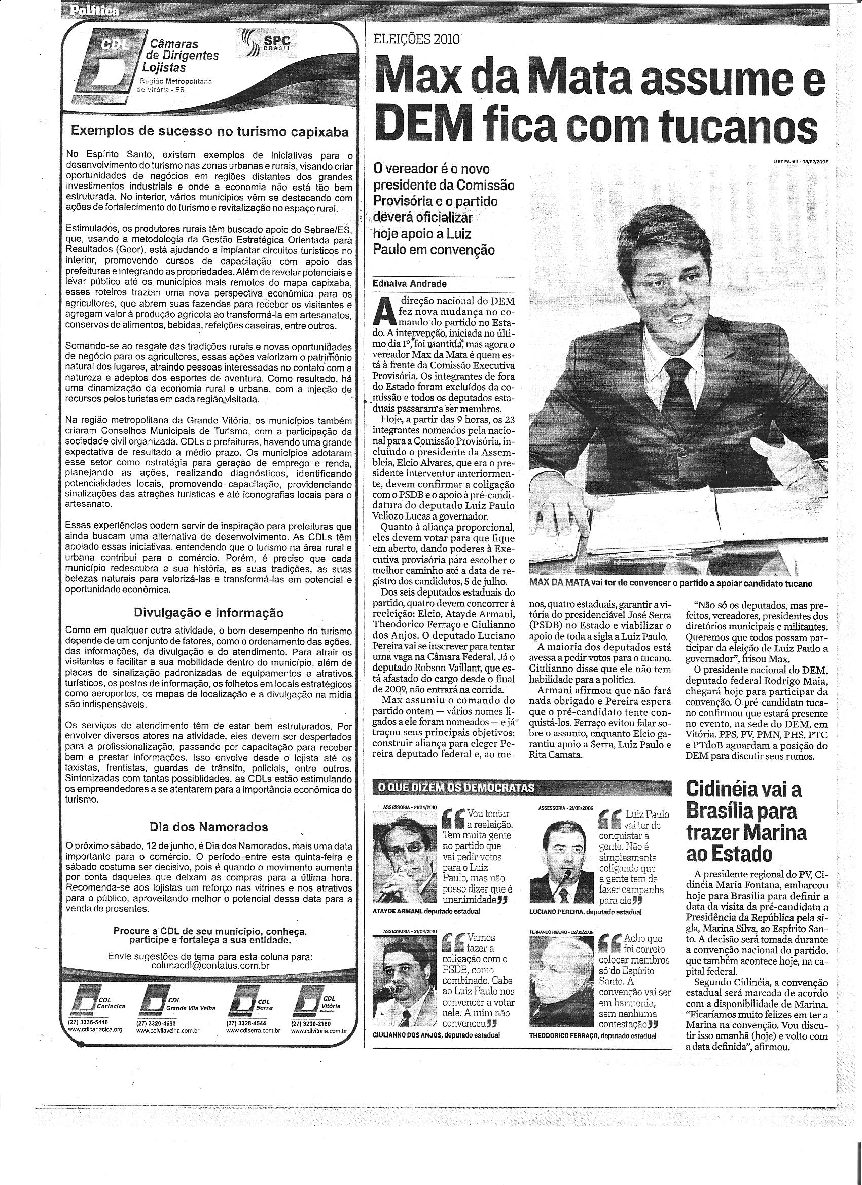 Max da Mata assume e DEM fica com tucanos