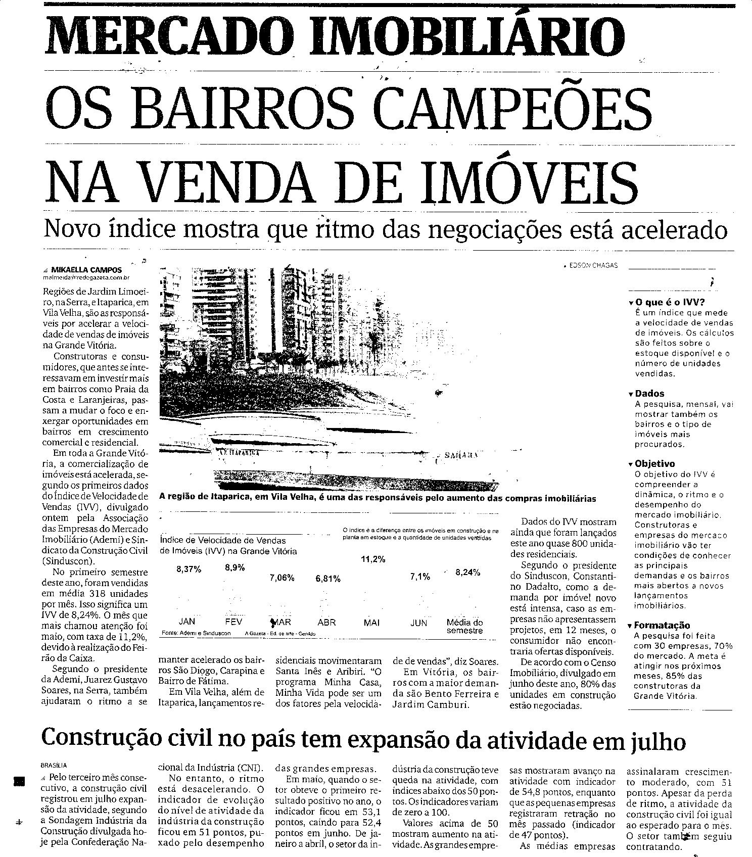 Mercado Imobiliário - Os bairros campeões na venda de imóveis
