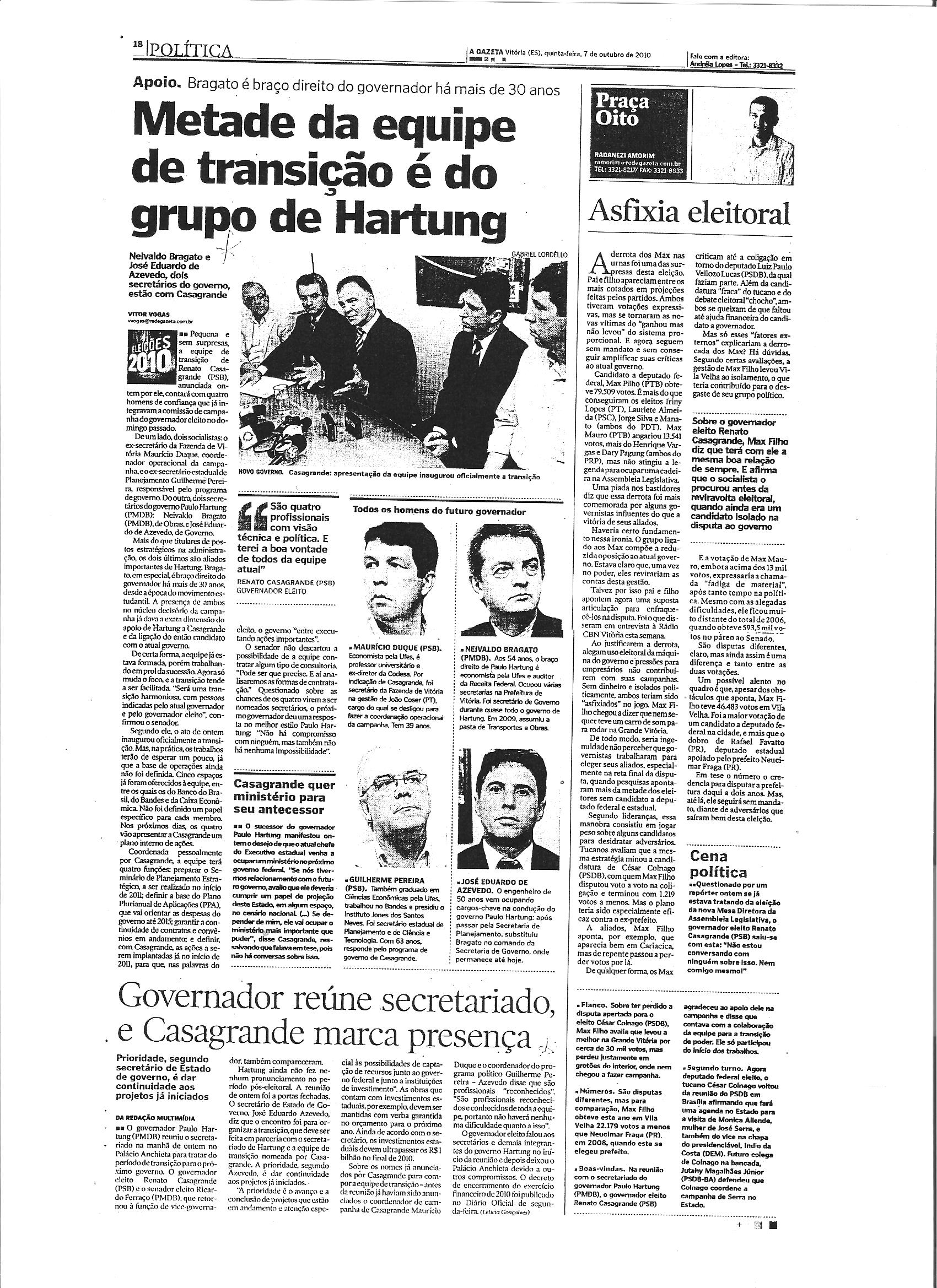 Metade da equipe de transição é do grupo de Hartung