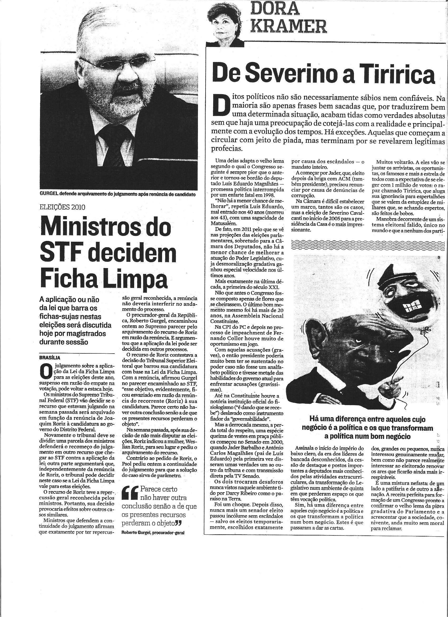 Ministros do STF decidem Ficha Limpa