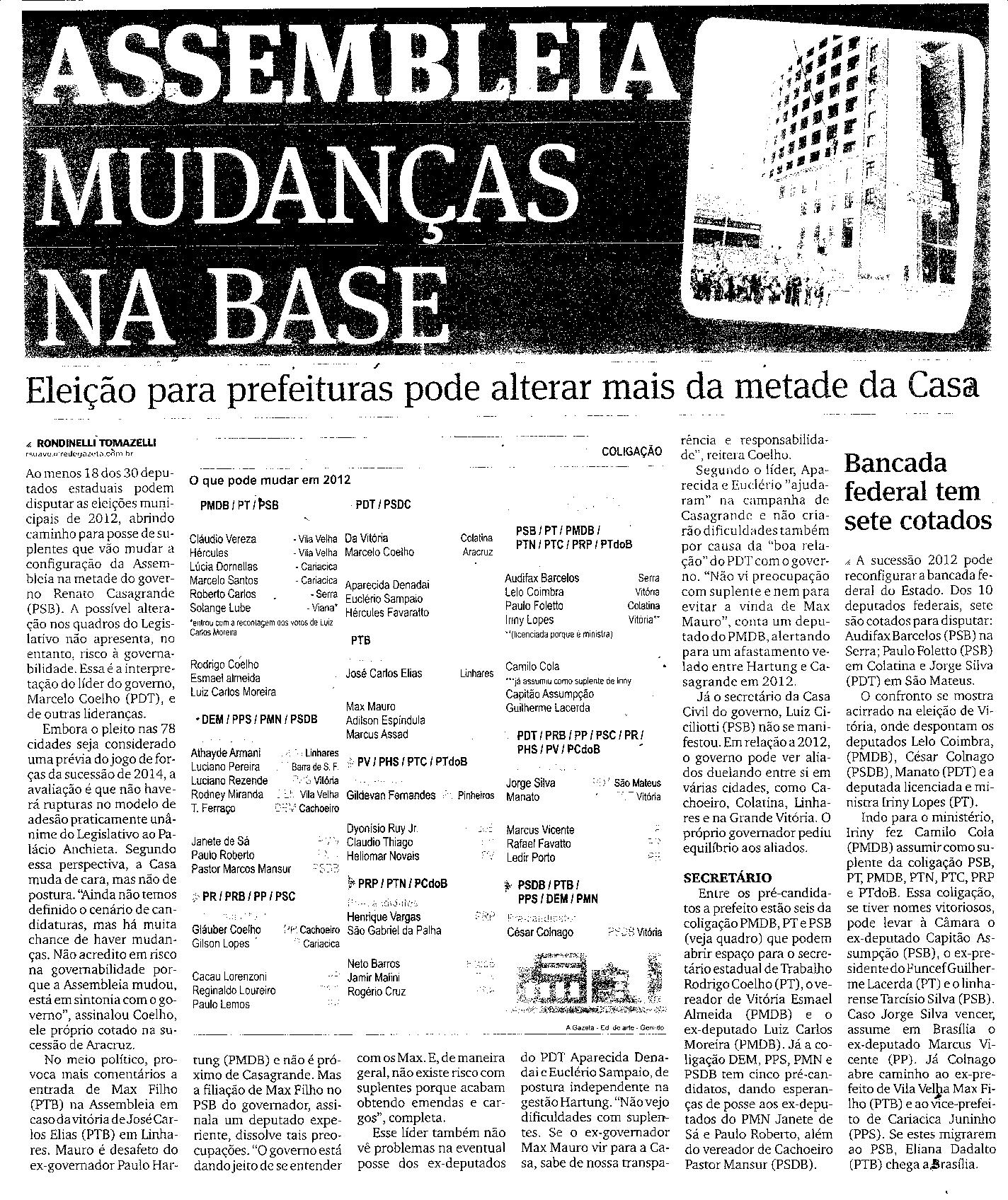 Assembléia - Mudanças na base
