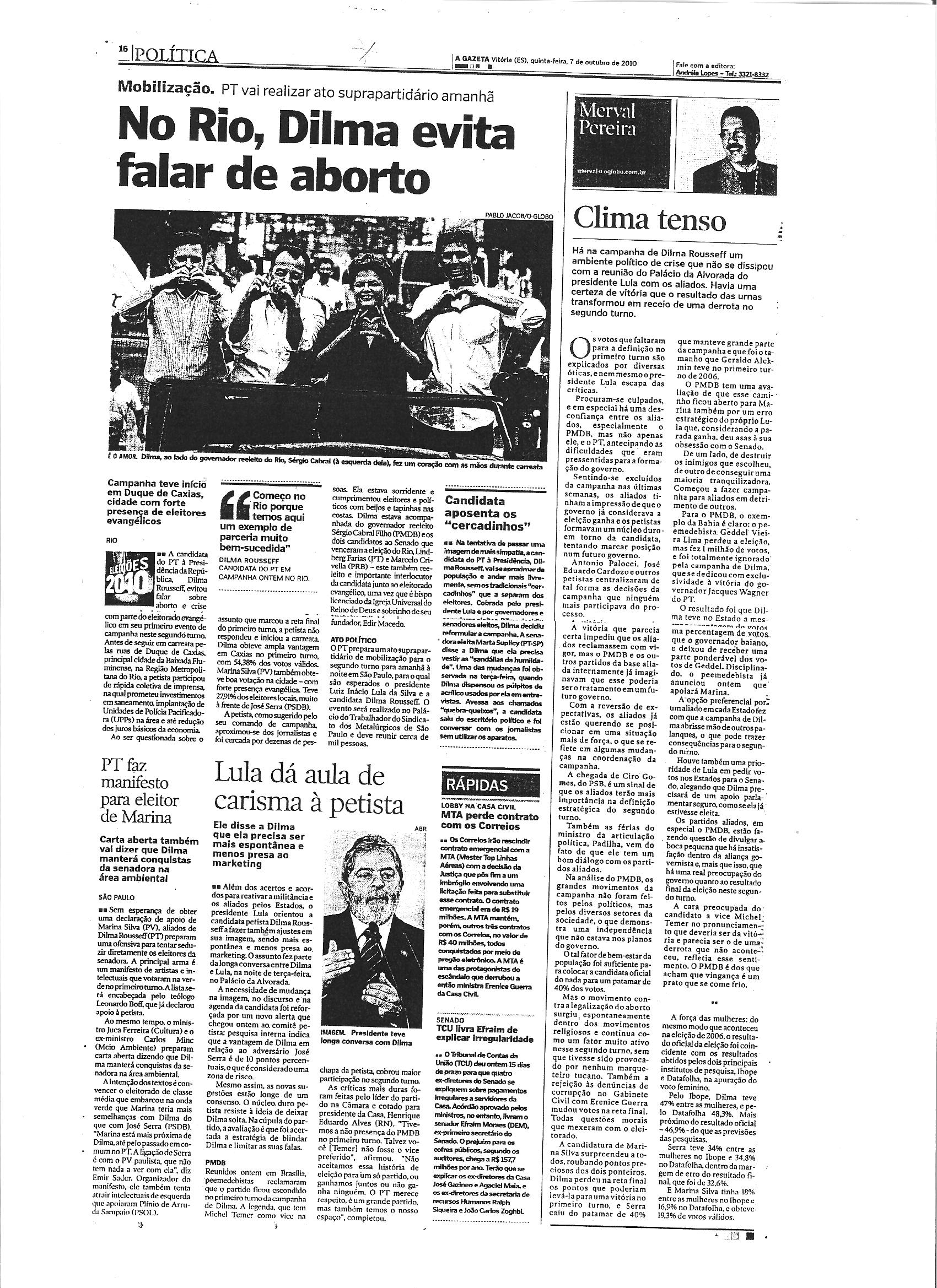 No Rio, Dilma evita falar de Aborto
