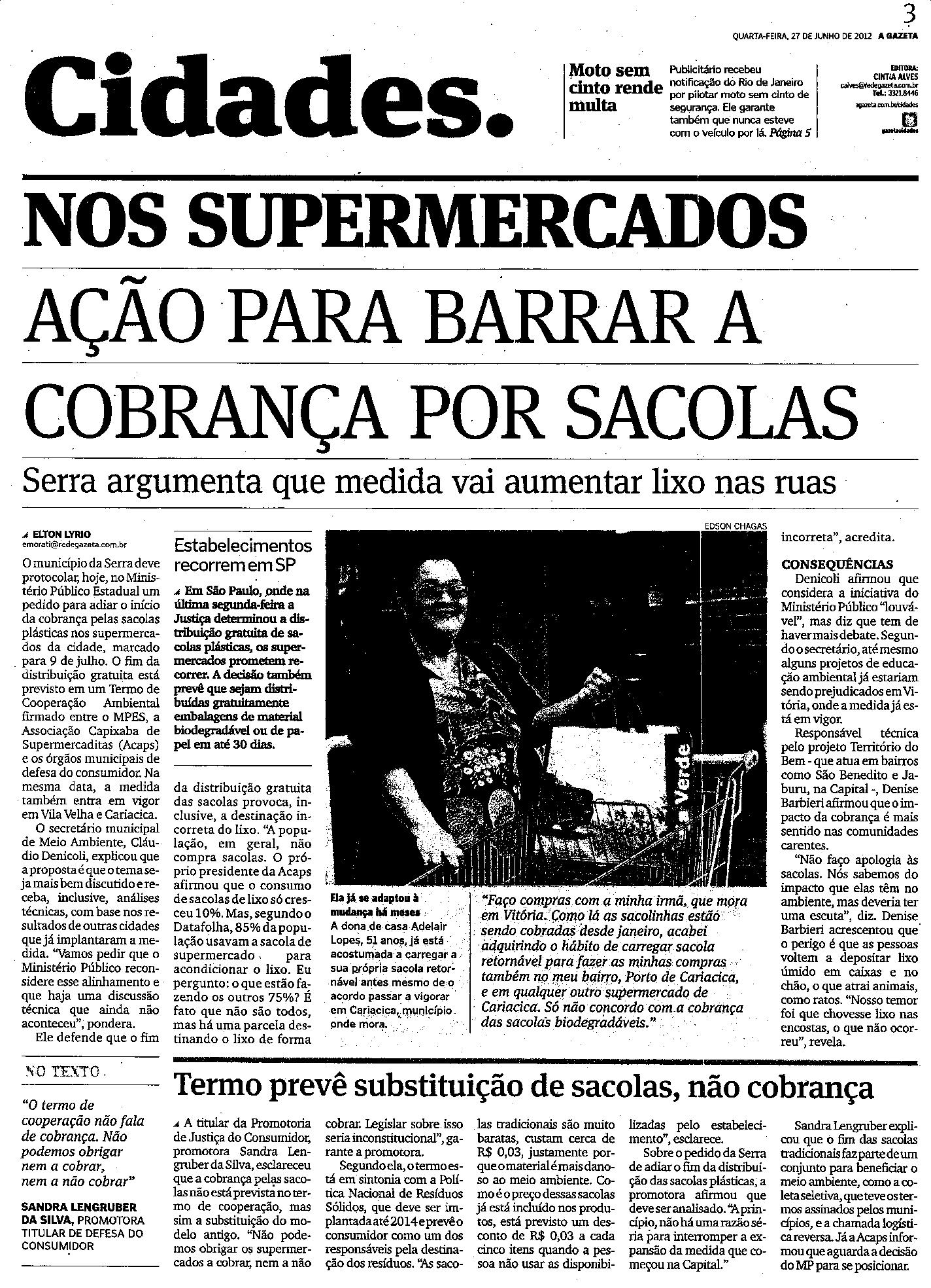 Nos supermercados: ação para barrar cobrança por sacolas