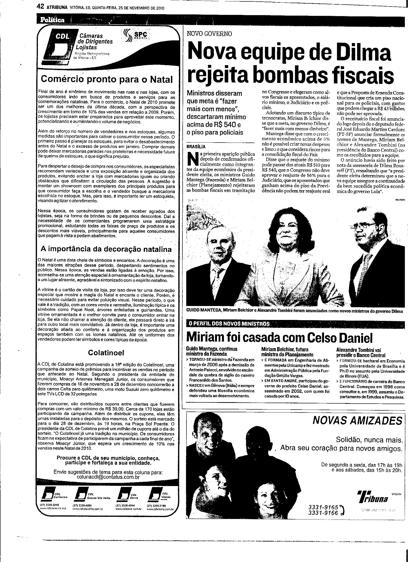 Nova equipe de Dilma rejeita bombas fiscais