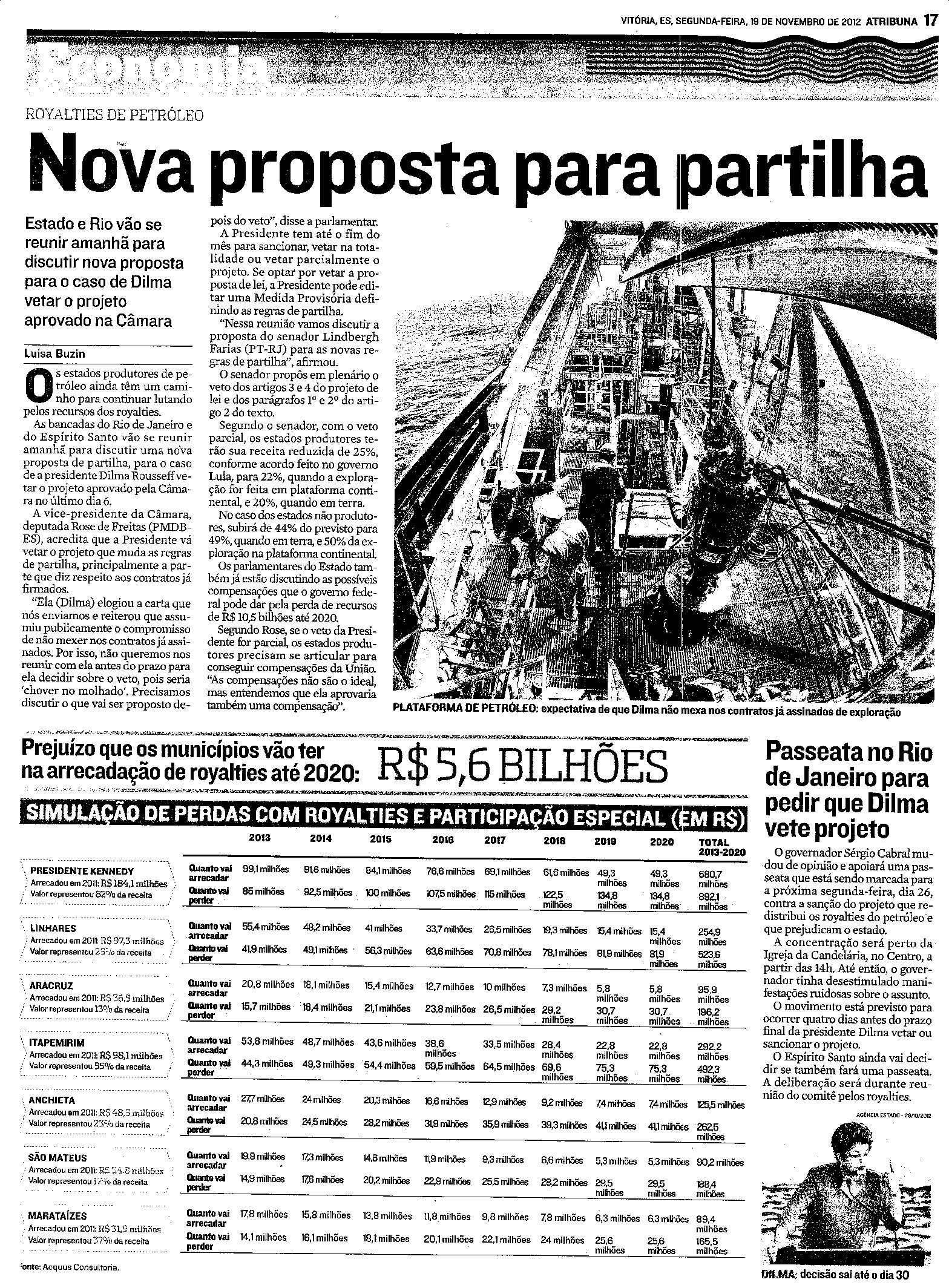 Royalties de Petróleo - Nova proposta para partilha