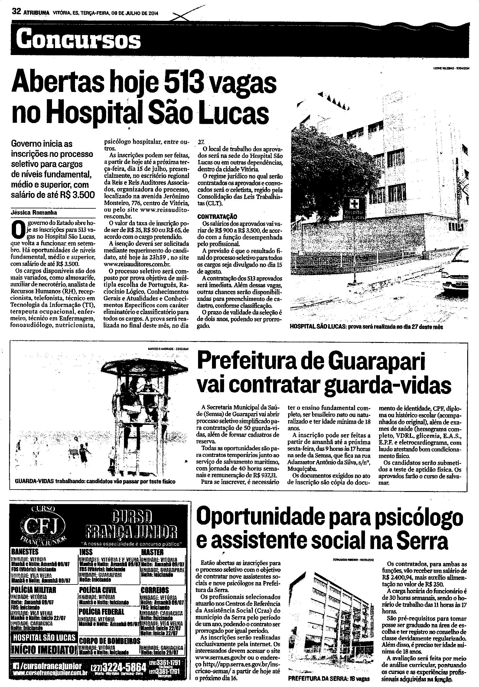 Oportunidade para psicólogo e assistente social na Serra