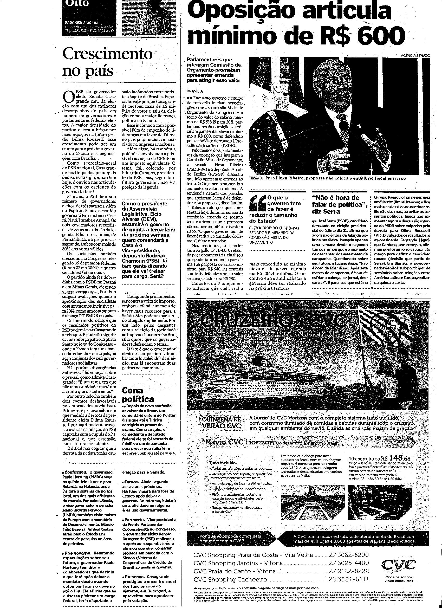 Oposição articula mínimo de R$ 600,00