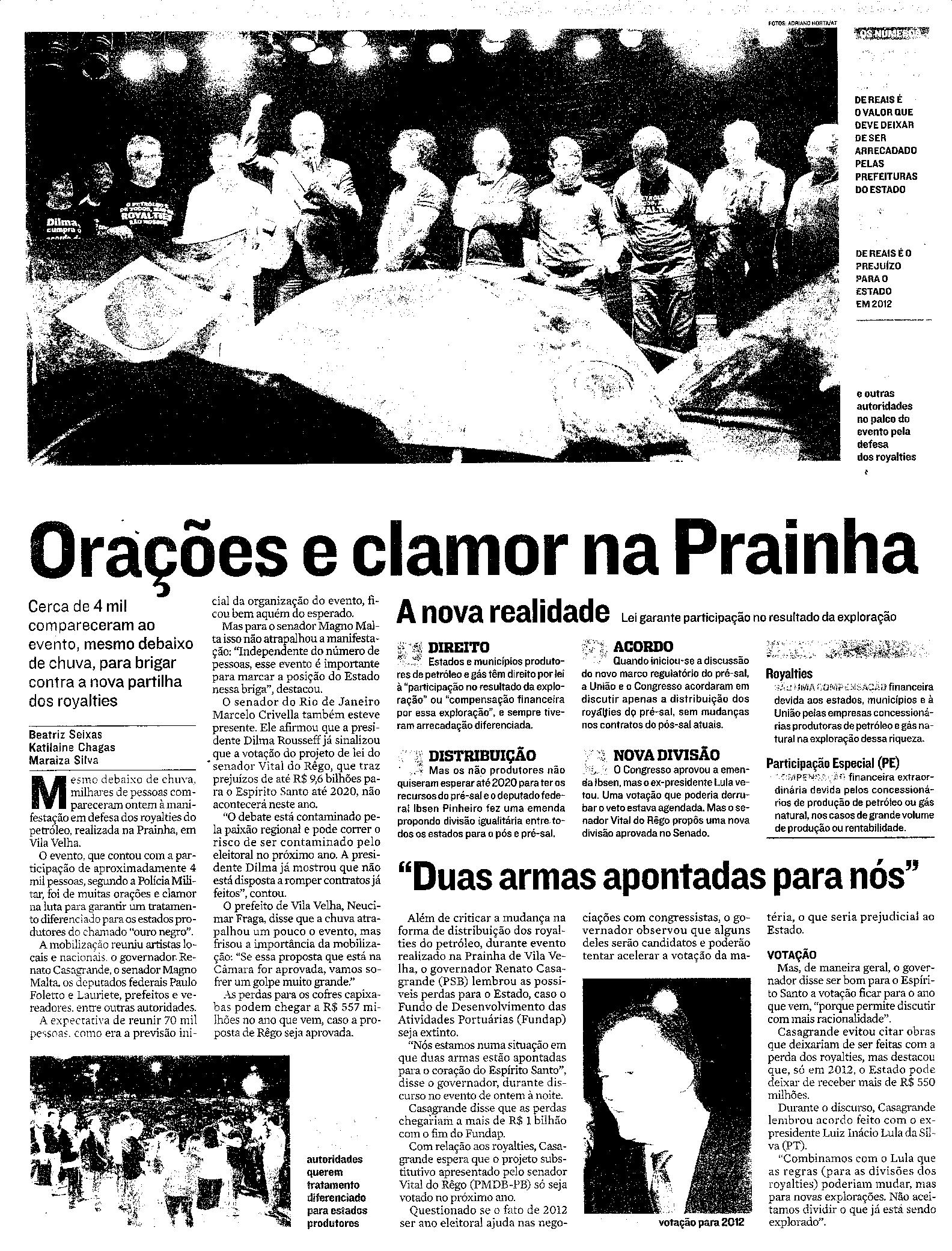Royalties - Orações e clamor na Prainha