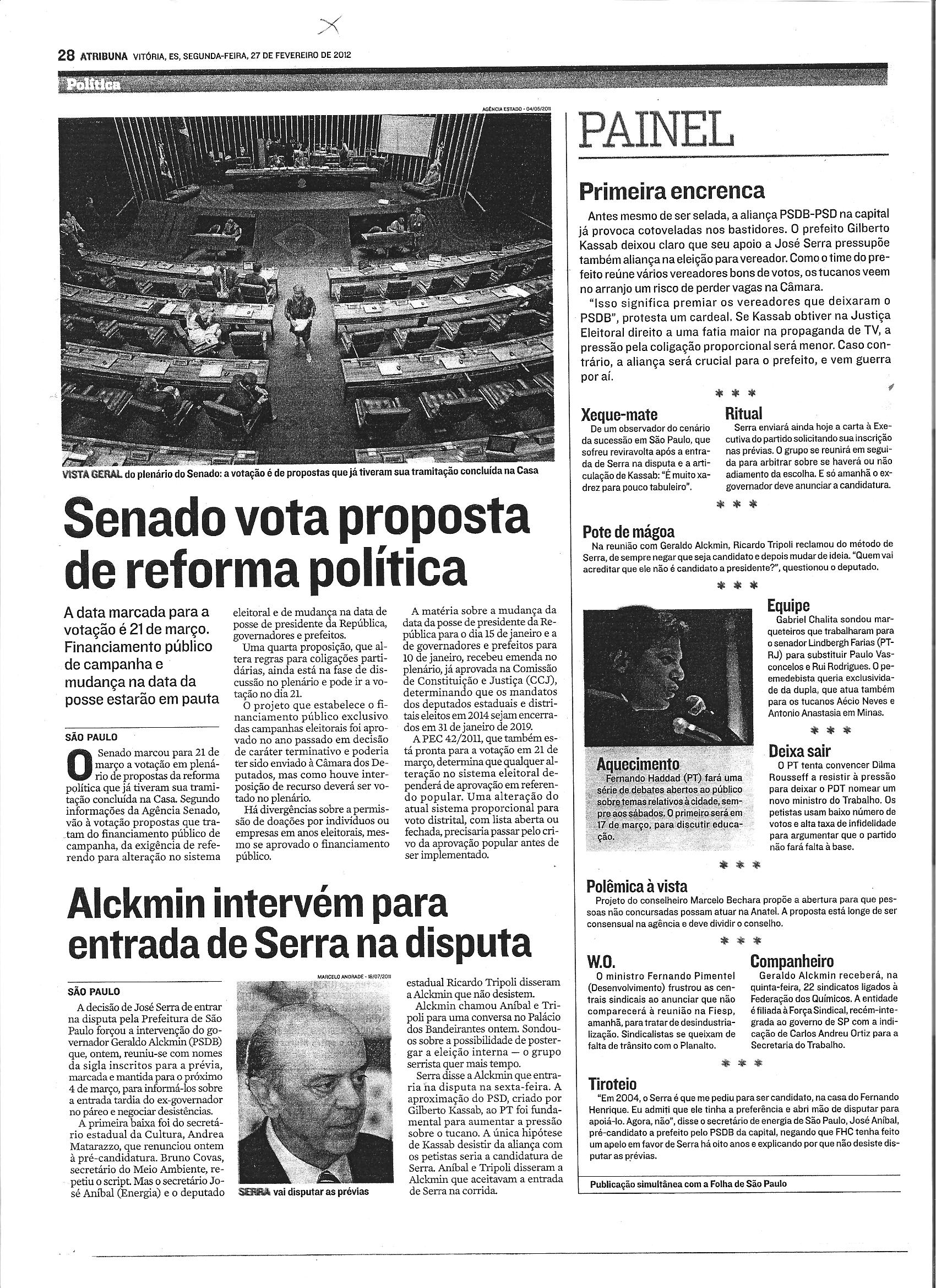 Senado vota proposta de reforma política