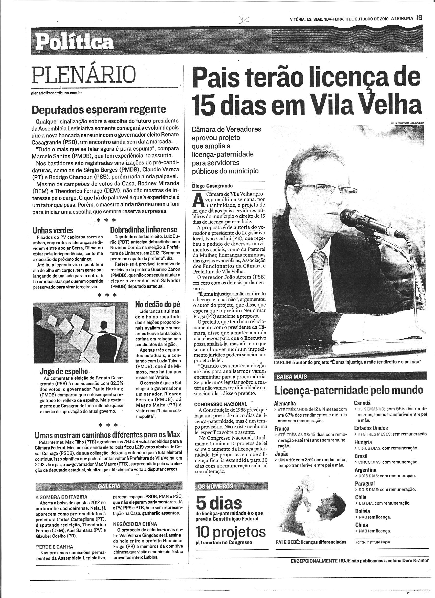 Pais terão licença de 15 dias em Vila Velha