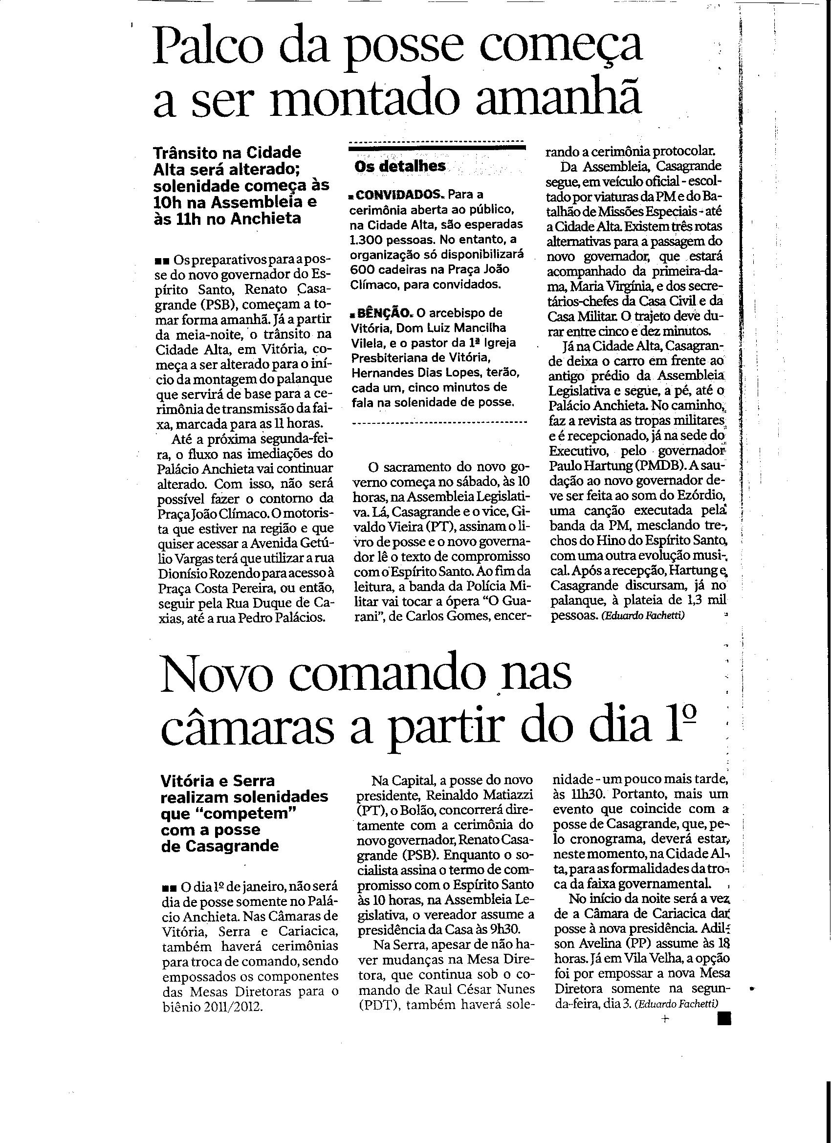Novo comando nas Câmaras a partir do dia 1º de janeiro