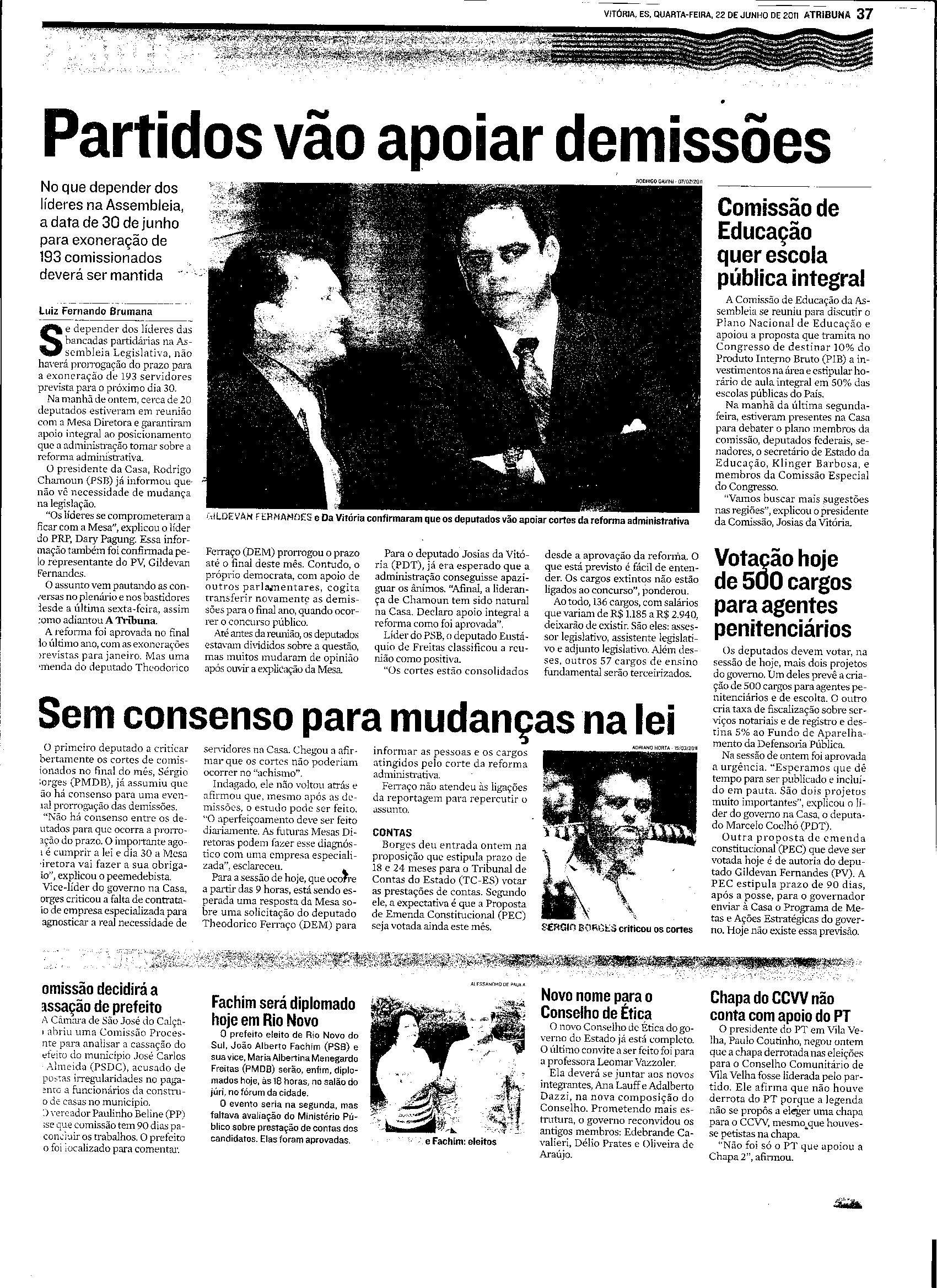 Partidos vão apoiar demissões