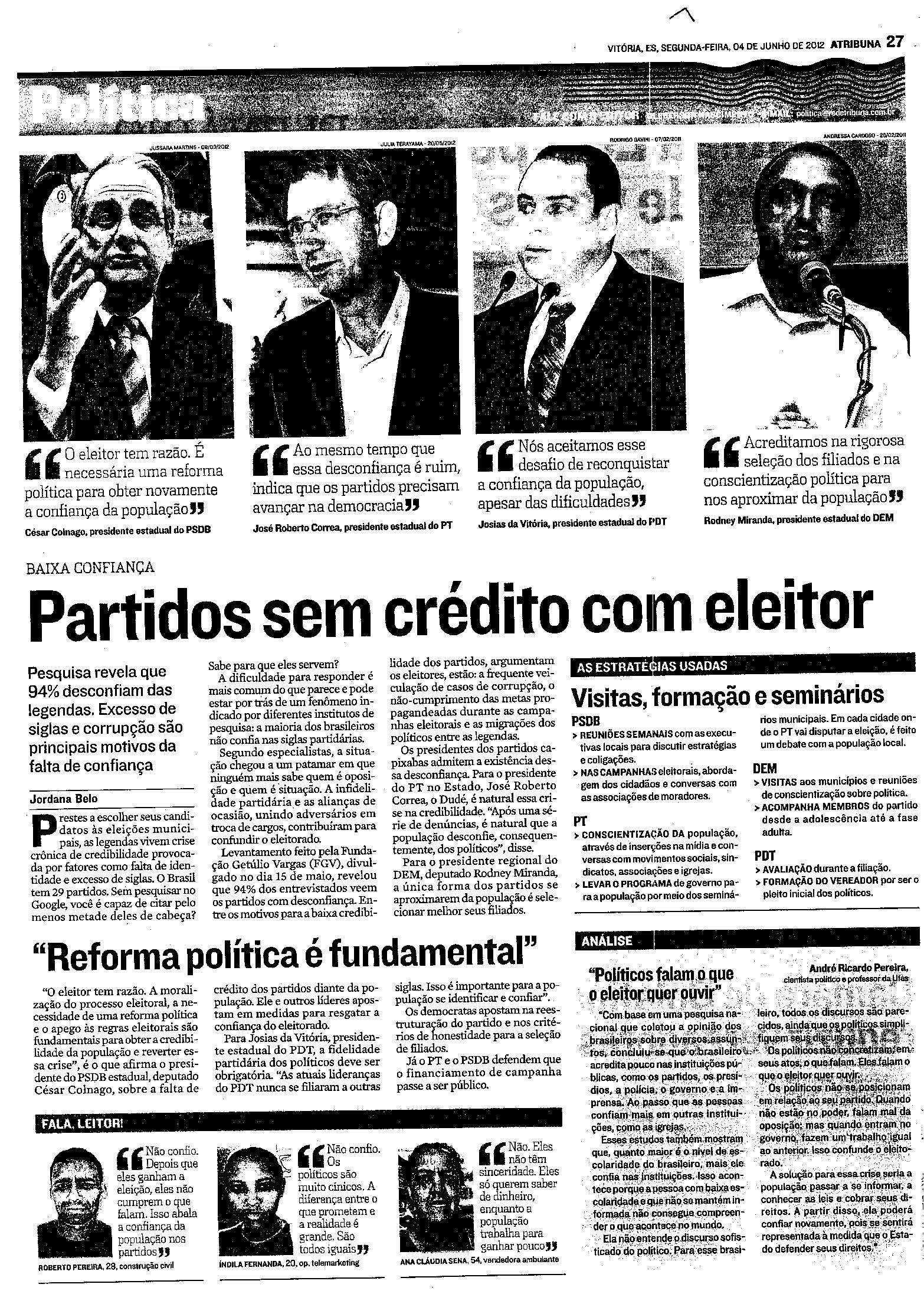Partidos sem crédito com o eleitor