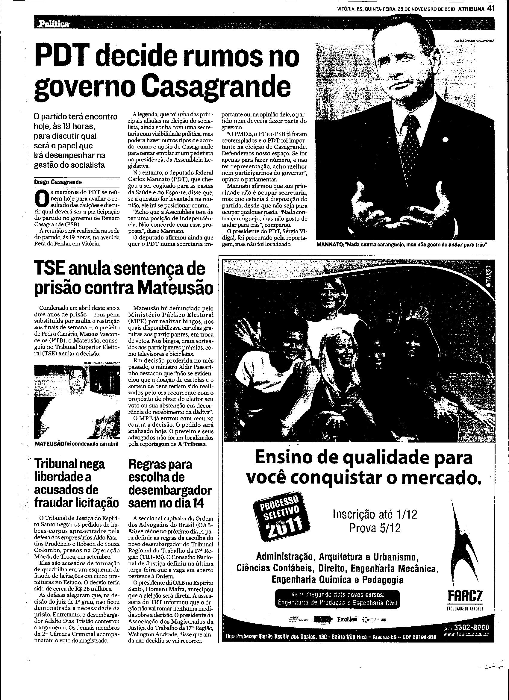 PDT decide rumos no governo Casagrande
