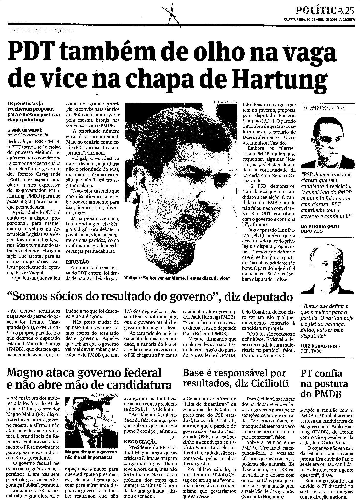 PDT também de olho na vaga de vice na chapa de Hartung