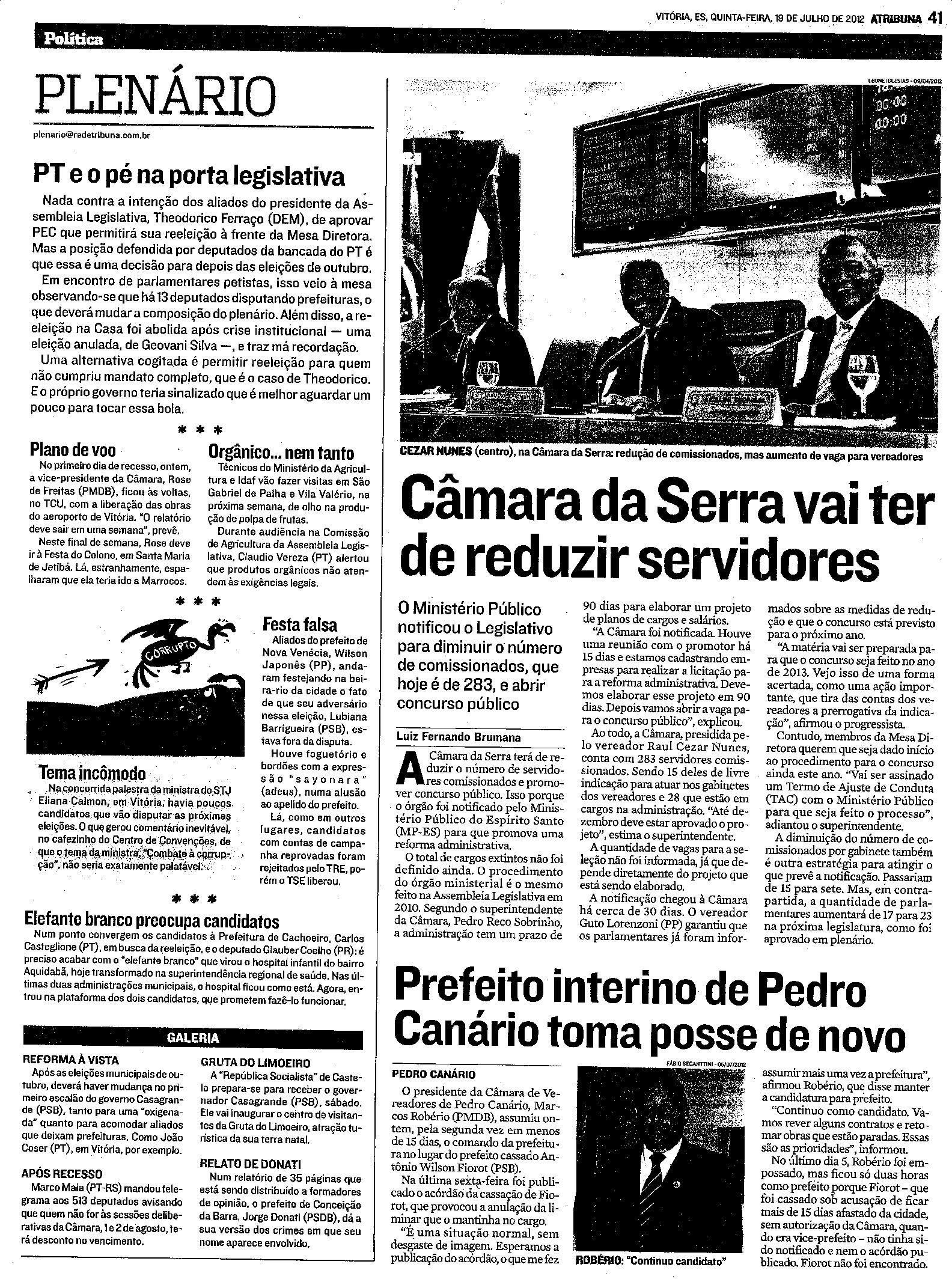 Plenário / Câmara da Serra vai ter de reduzir servidores