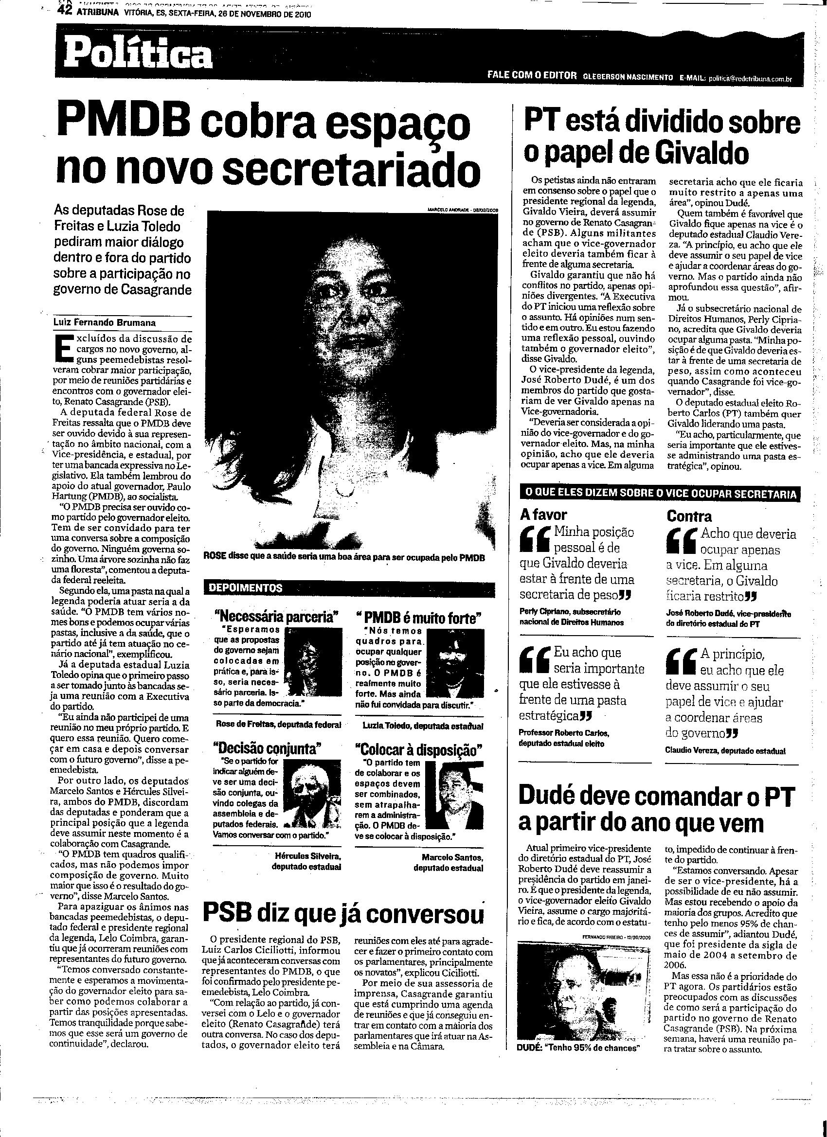 PMDB cobra espaço no novo secretariado